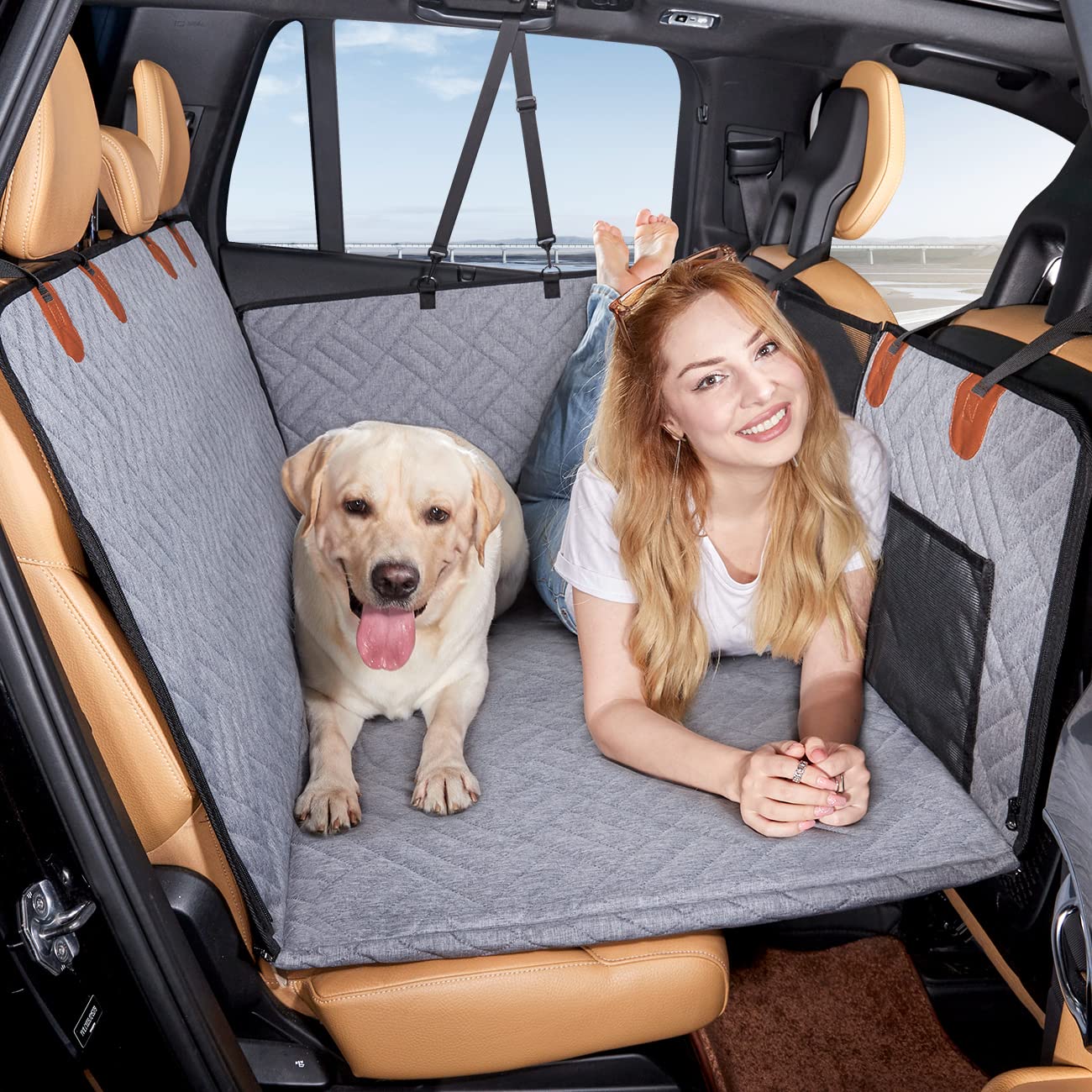 Yjgf Dog Back Seat Extender For Truck,Truck Seat Cover Back Seat,Dog Hammock For Truck,Pet Seat Covers For Dogs,Hard Bottom Seat