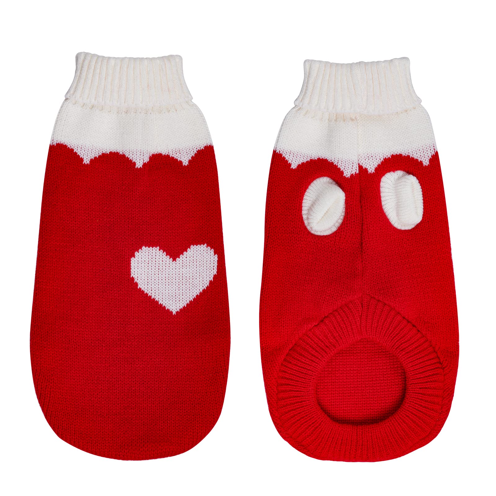 Topbuti Pet Dog Knitted Sweaters Knitwear Turtleneck Pajamas Soft Winter Warm Puppy Valentine Clothing Christmas Clothes Heart Doggie Apparel For Cats Dogs (M)