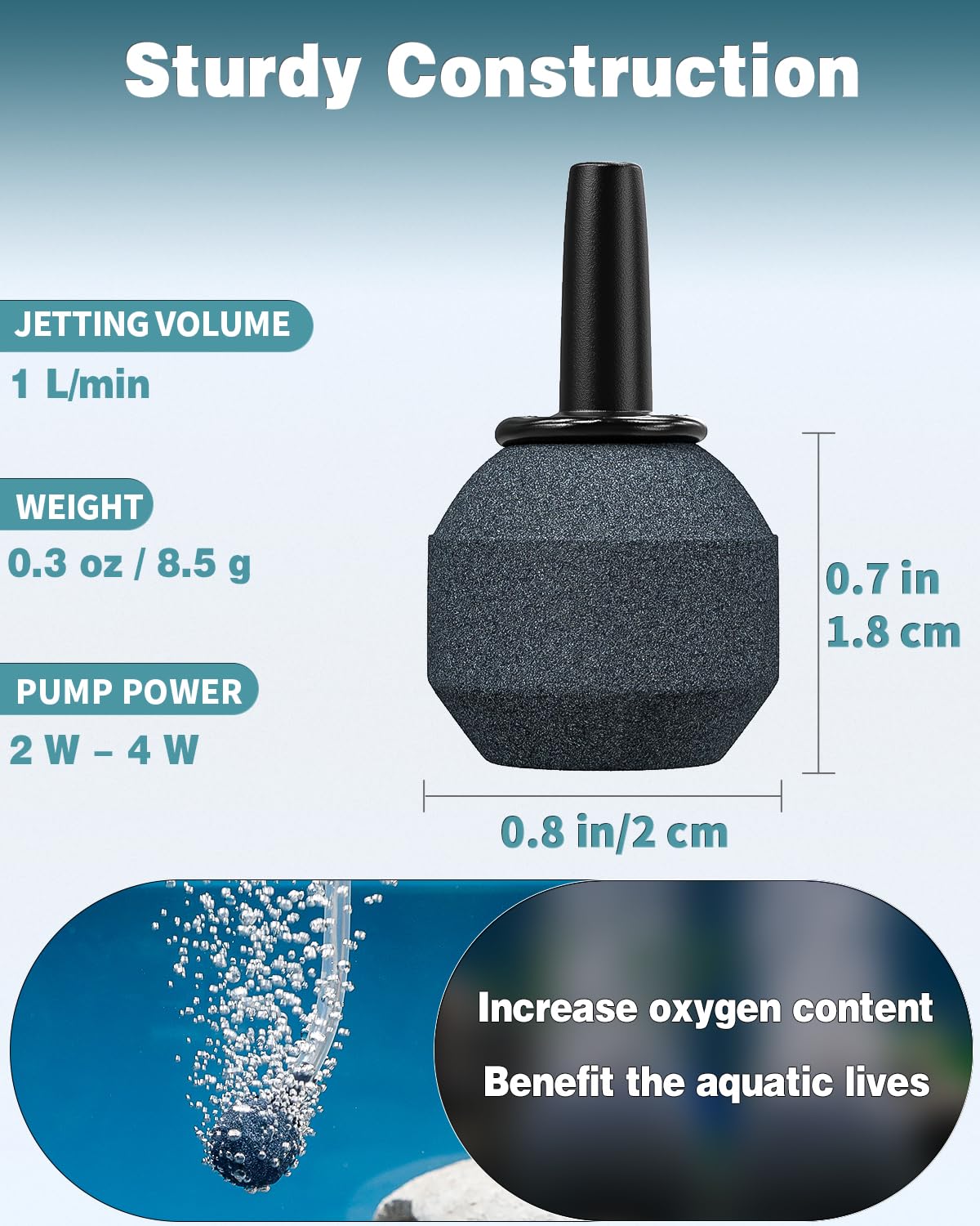 Pawfly Aquarium 0.8 Inch Air Stone Ball Bubble Diffuser Release Tool For Nano Air Pumps Small Buckets And Fish Tanks, 10 Pack