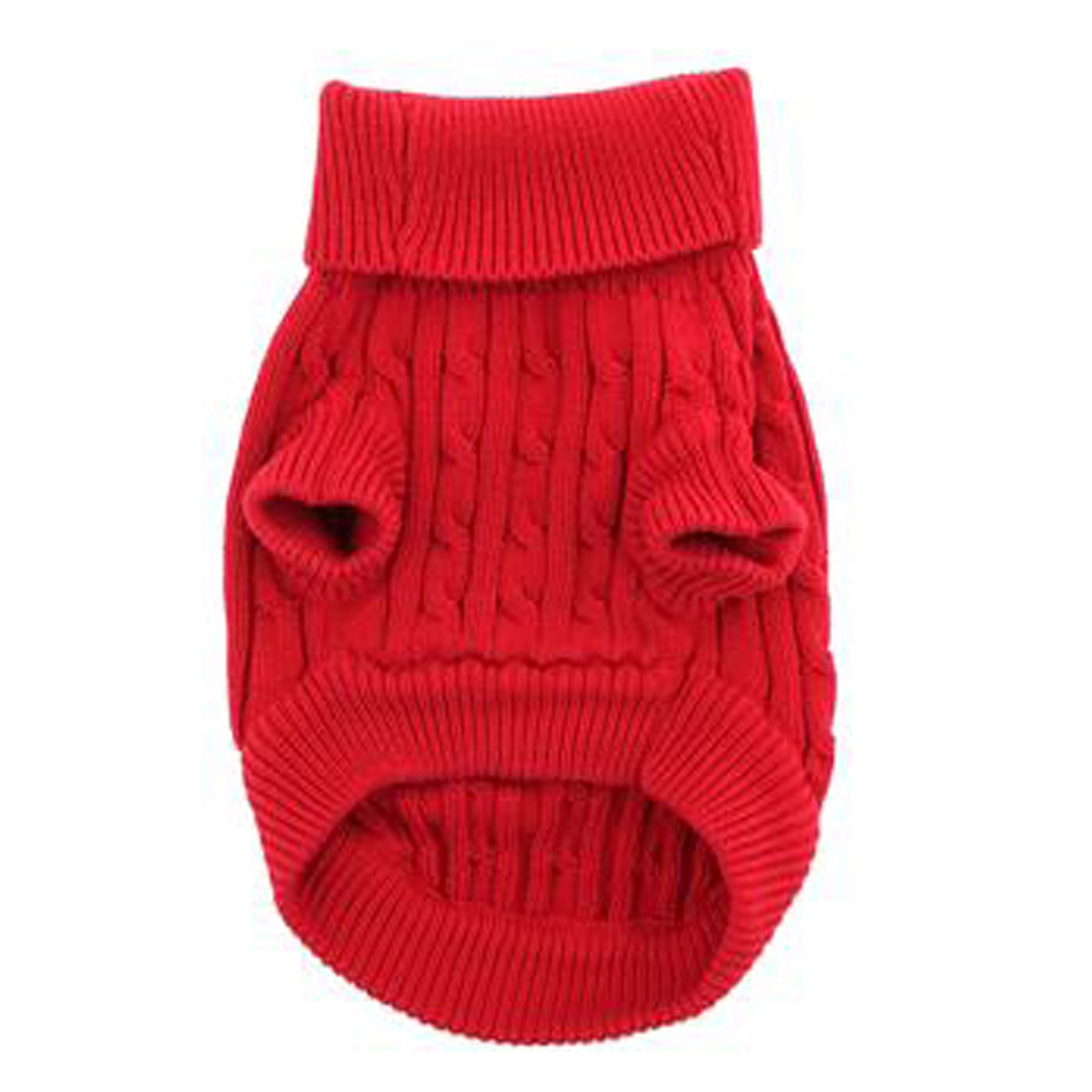 Doggie Design Combed Cotton Cable Knit Dog Sweater - Fiery Red (X-Small)