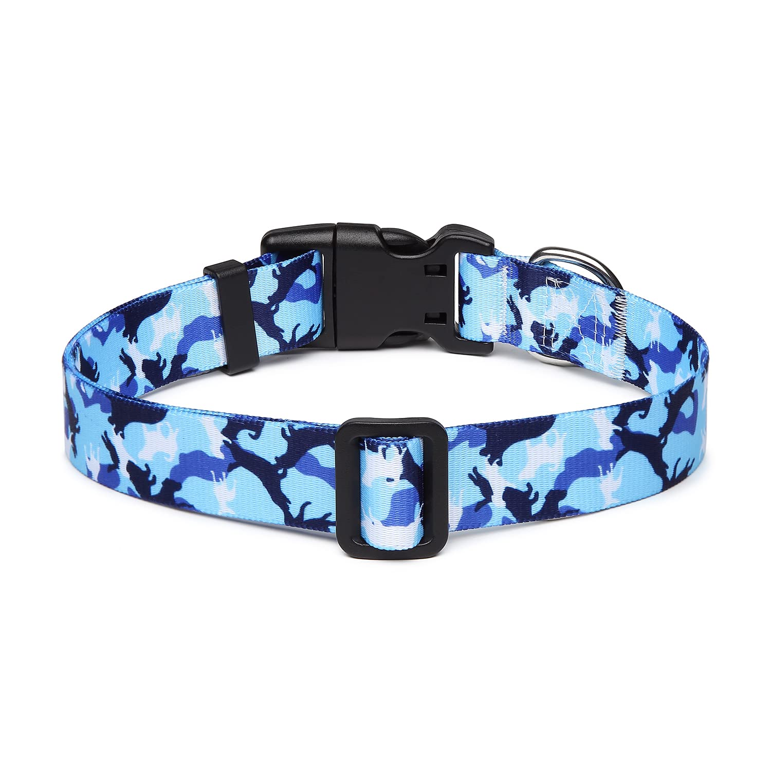 Suredoo Adjustable Dog Collar With Patterns, Ultra Comfy Soft Nylon Breathable Pet Collar For Small Medium Large Dogs (M, Dog Camouflage Blue)