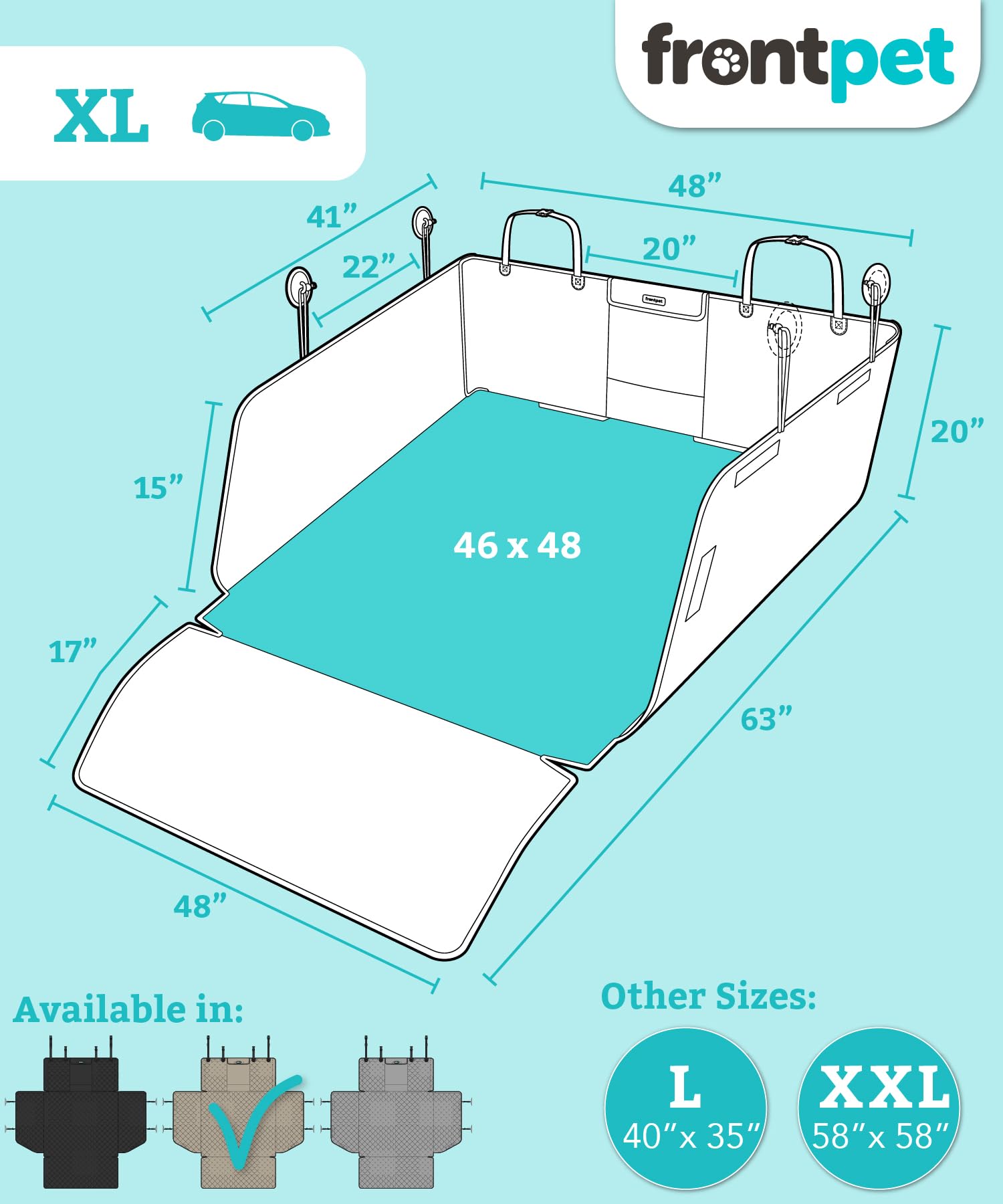 Frontpet Suv Cargo Liner For Dogs - Water-Resistant Pet Trunk Cargo Cover Mat For Suvs And Sedans With Bumper Flap Protector, Trunk Cover, Non-Slip Liner, (46' X 48') Upgraded 2025