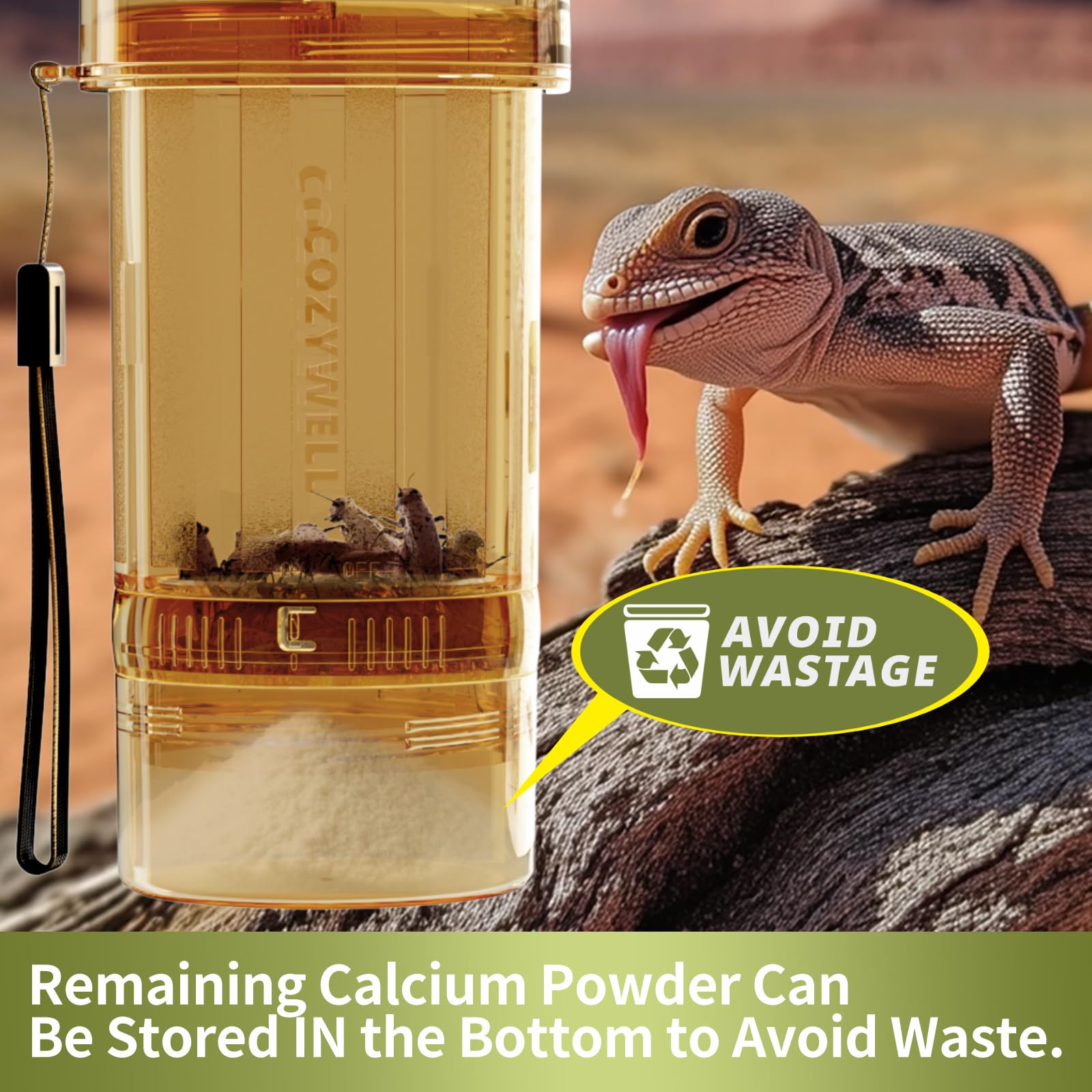 COZYWELL Cricket Calcium Powder Mixer for Reptiles,Easy-to-Use Cricket Keeper Calcium Shaker for Even Coating, Reptile Nutrition