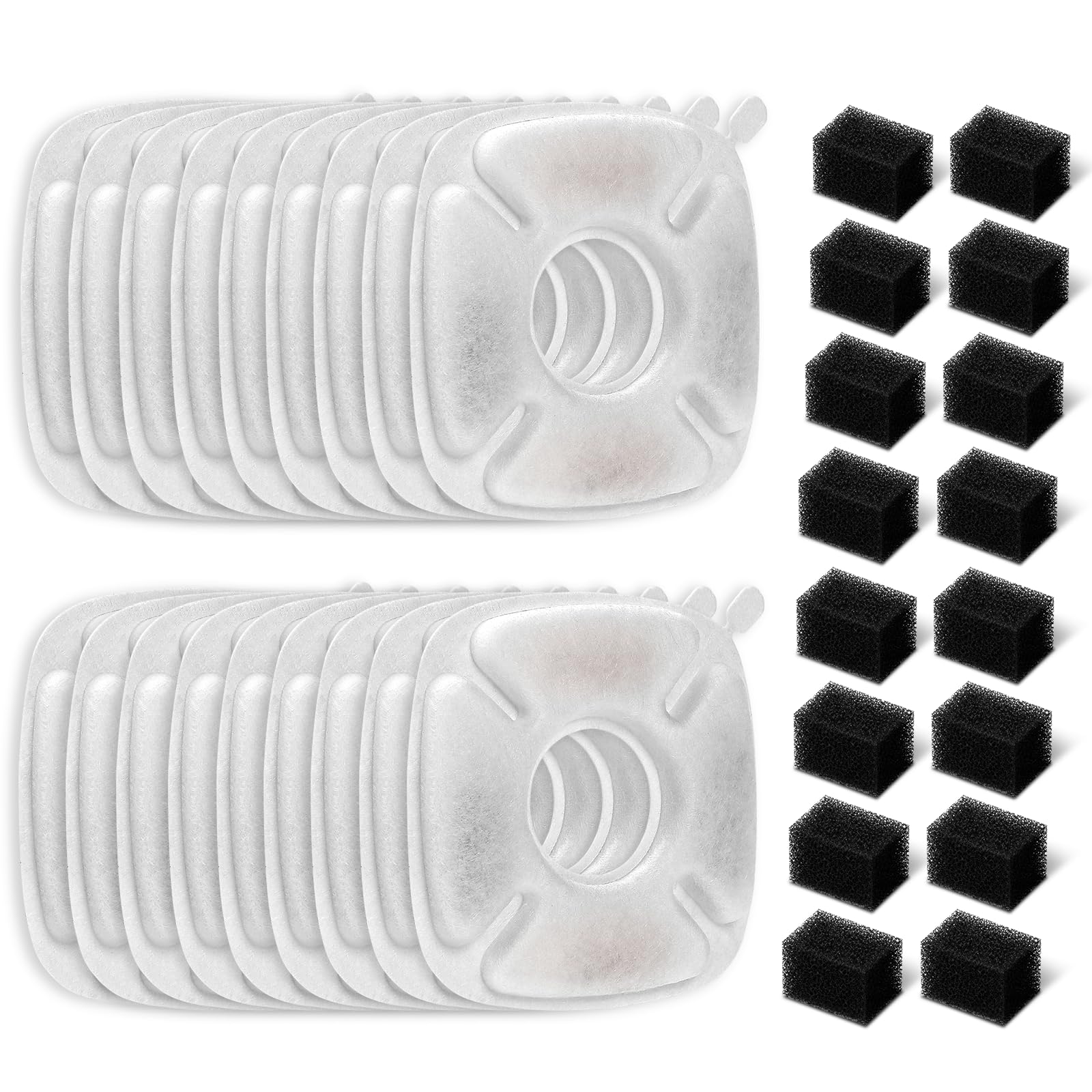16 Pack Replacement Filters & 16 Pack Replacement Pre-Filter Sponges For Veken 95Oz/2.8L Bellflower Pet Fountain Cat Water Fount