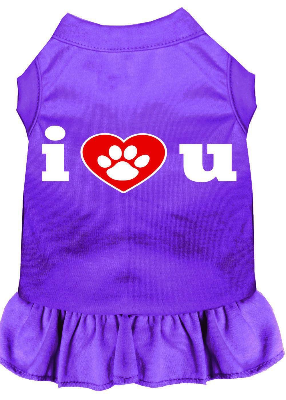 Mirage Pet Products 58-09 LGPR Purple I Heart You Screen Print Dress, Large