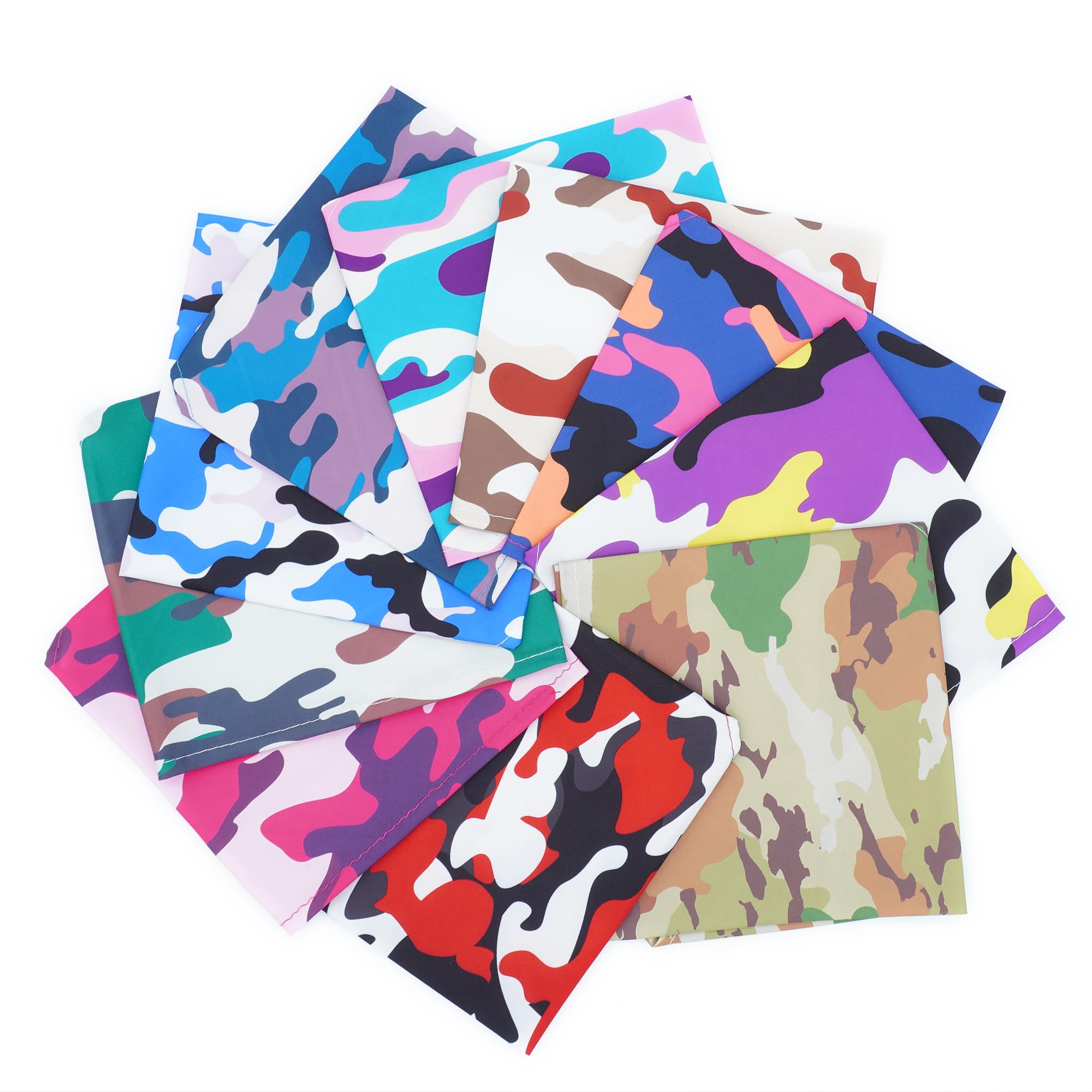 JpGdn 10PCS Dog Bandanas Camouflage Camo Military for Medium Breed Dog Pink Purple Yellow Blue Kerchief Triangle Bibs Head Scarv