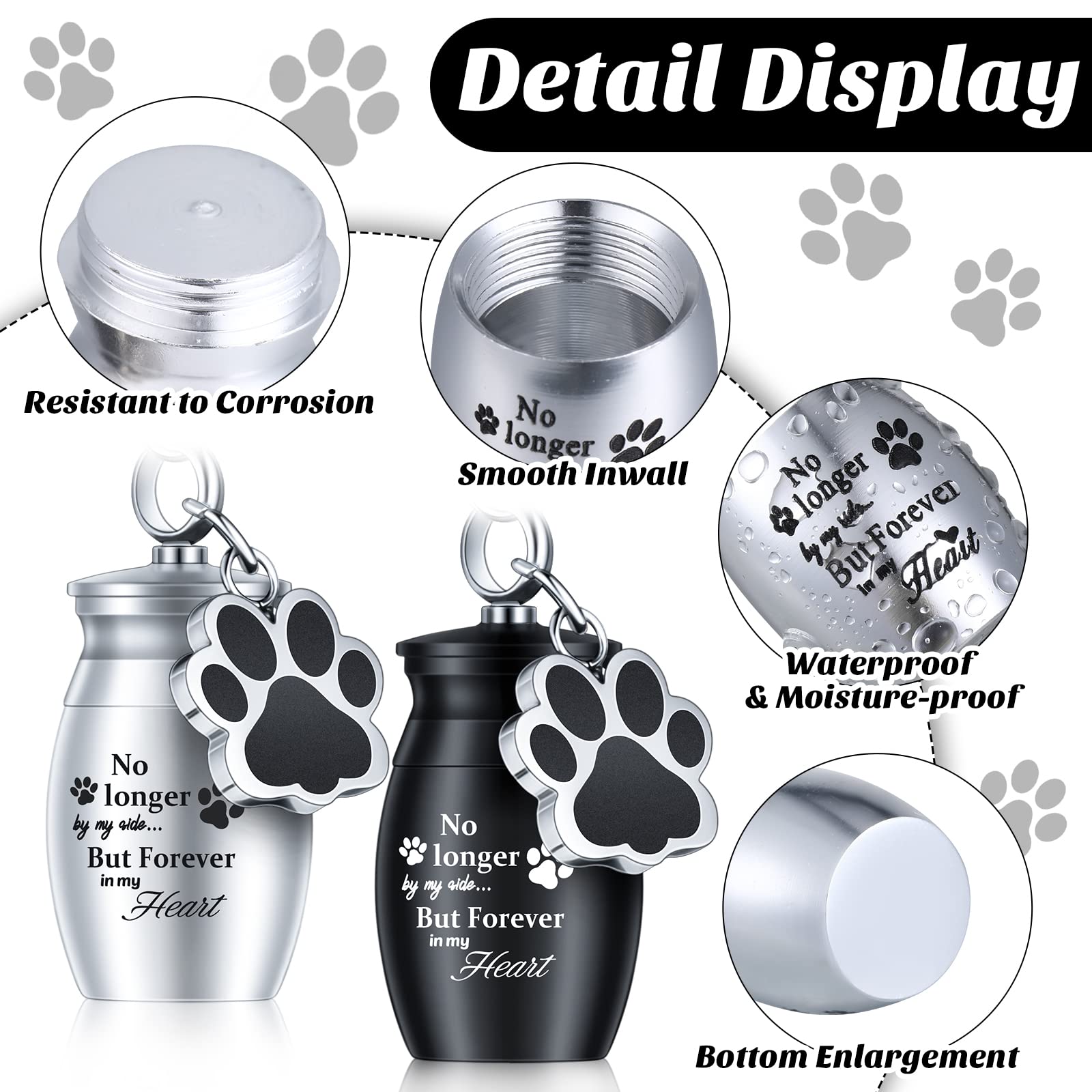 Tudomro Pet Urns Keychain - 2 Pcs Dog & Cat Cremation Jewelry with Storage Bags - Fresh Style