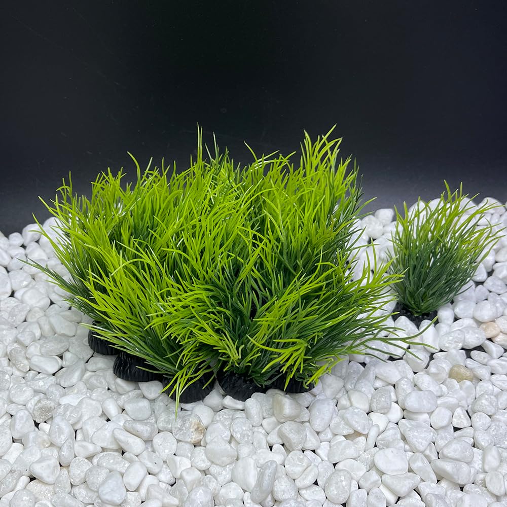 Smoothedo-Pets Aquarium Plants Fish Tank Decorations 20Pcs Small Size/2Inch Tall Plastic Artificial Plant Goldfish Waterscape Fish Hides Mini Grass Set (Green-Dark)