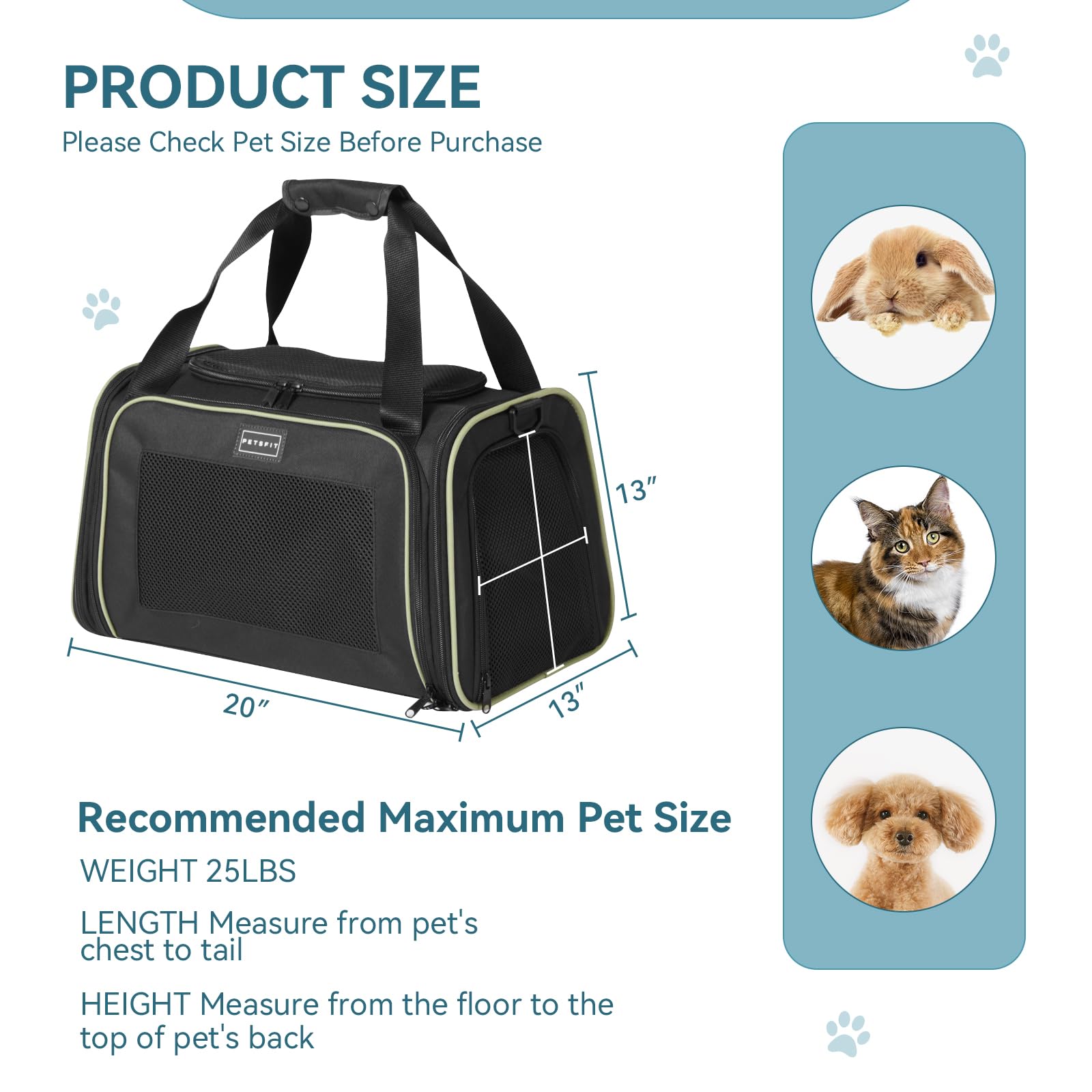 Petsfit Large Cat Carrier, Dog Carrier Up To 25Lbs, Pet Privacy Protection Travel Pet Carrier For Medium And Large Cats, Small D