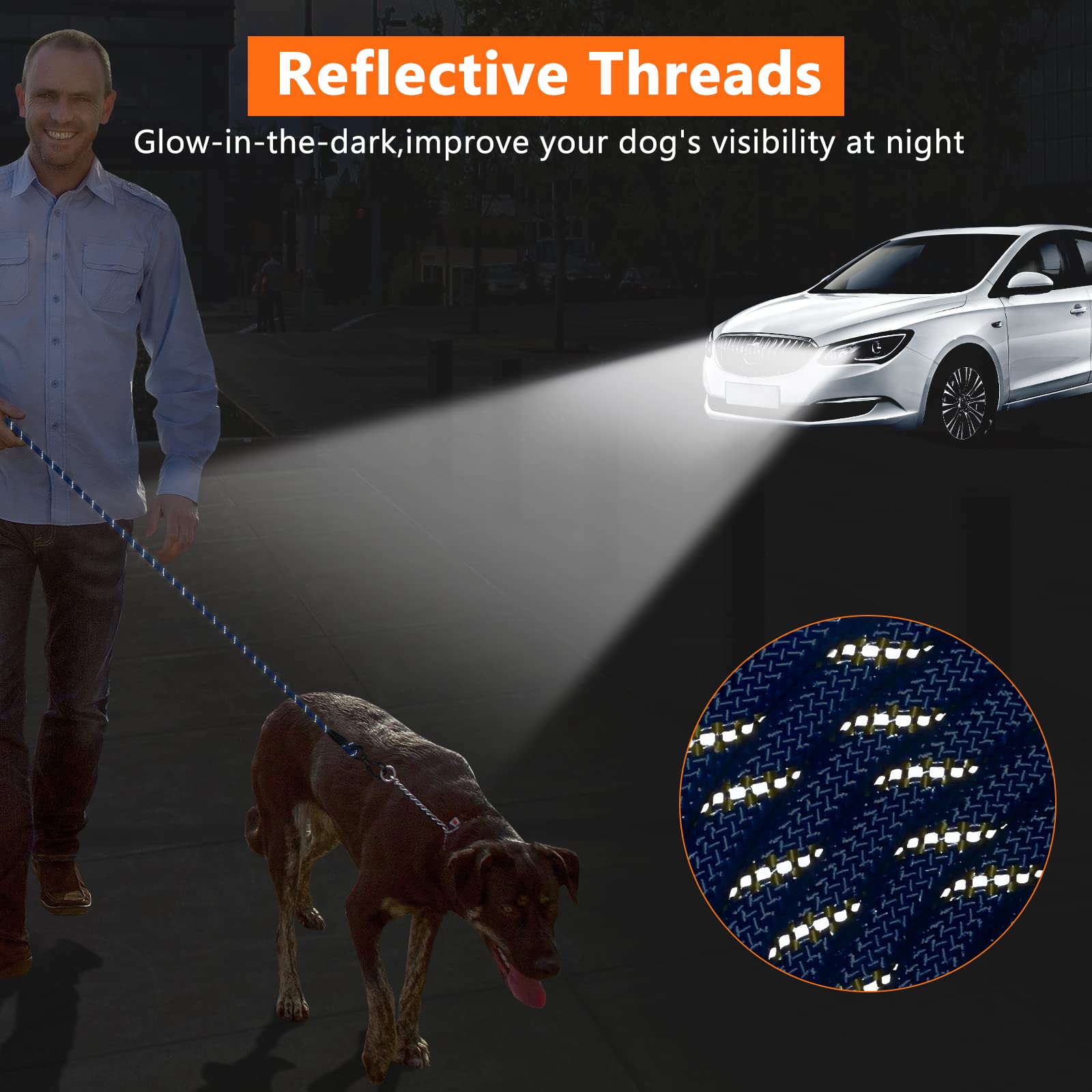 Ntr 20Ft Dog Leash, Blue Check Cord With Swivel Lockable Hook And Comfortable Padded Handle For Pink Leash For Small Medium And Large Dogs Walking Training Hiking Camping Playing