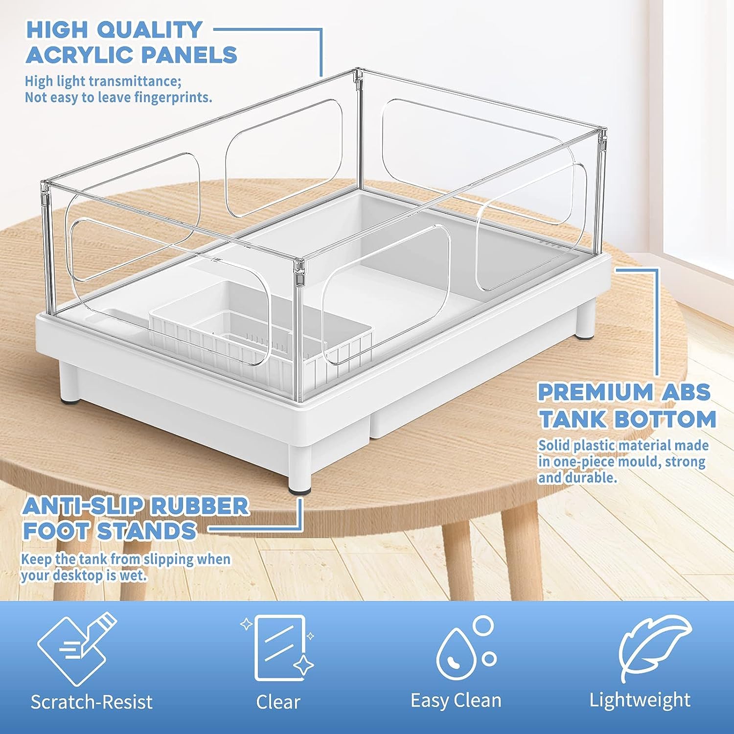 Moonorange Small Turtle Tank Kit(Tank+Light+Filter), Acrylic Turtle Tank Starter Kit With Basking Platform, Bottom Drainage, Mul