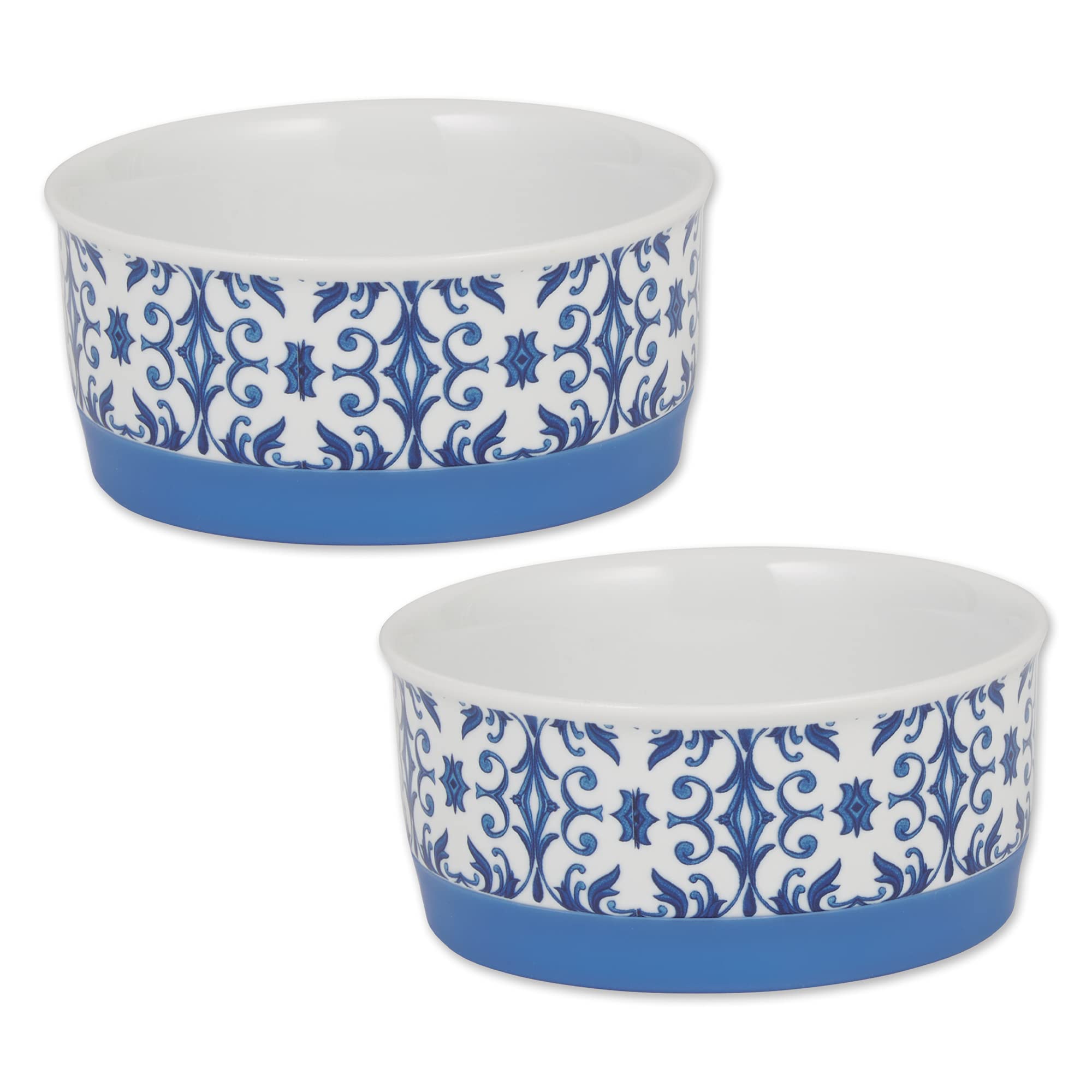 DII Pet Bowl Portuguese Tile Small 4.25Dx2H (Set of 2)