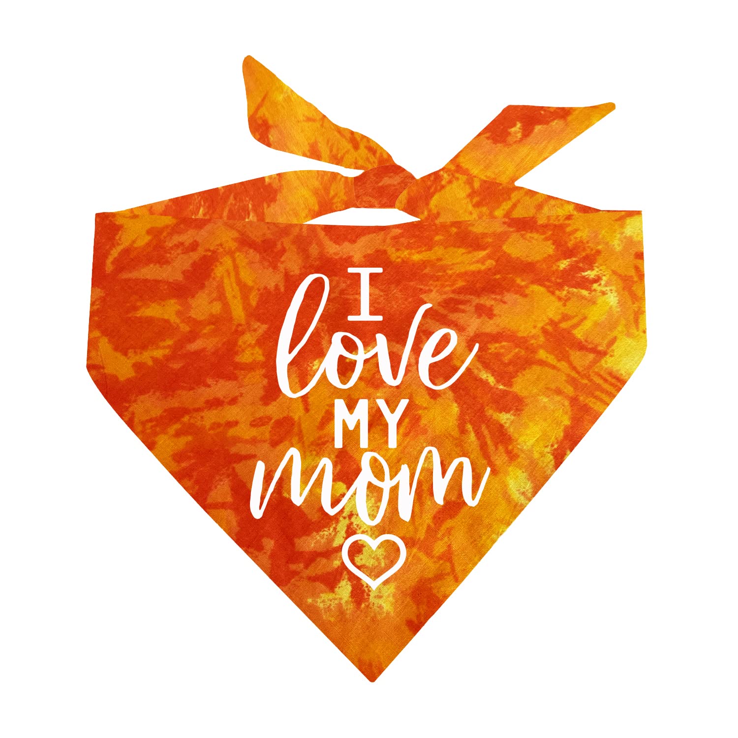 I Love My Mom Dog Bandana | 100% Cotton Tie Dye Triangle | Made In Usa For Mom | Valentine'S Day | Prop Photoshoot | Orange Scru