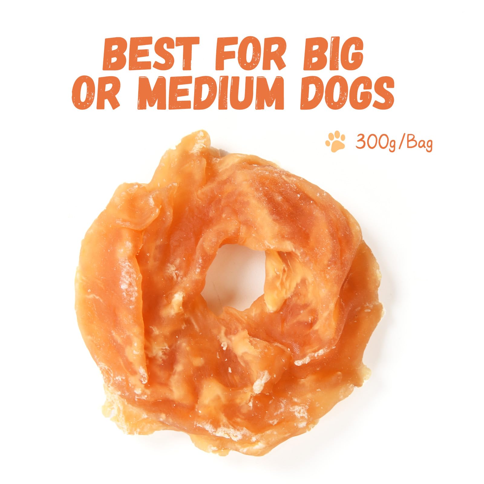 Pawmate Dog Treats Chicken Jerky Rings, Rawhide-Free Grain-Free Real Dried Tenders Natural Chicken Breast Dog Chewy Training Sna