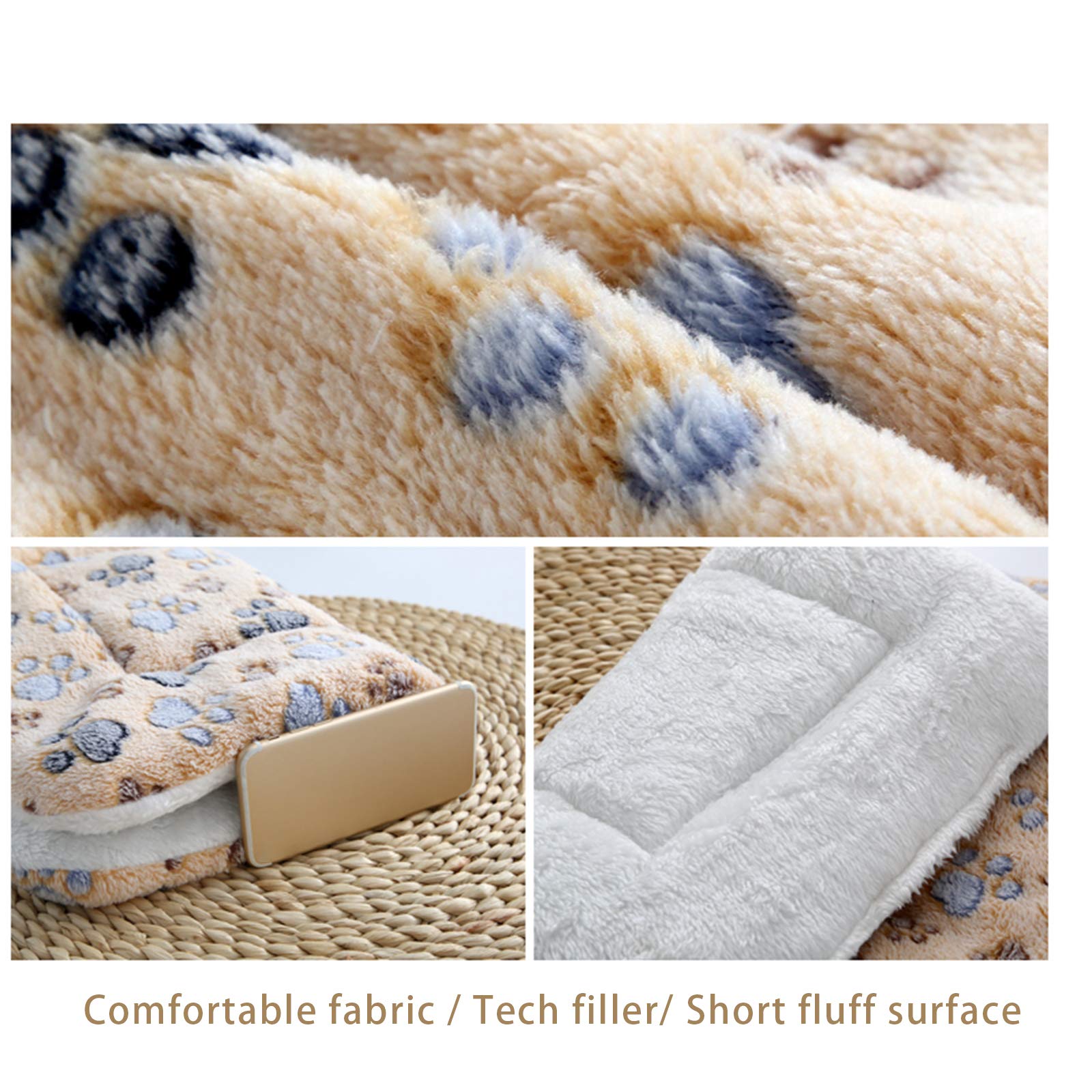 2 Pcs Pet Bed Mats. Ultra Soft Pet (Dog/Cat) Bed With Cute Prints. Reversible Faux Lambswool Kennel Pad For Medium Small Dogs And Cats. Machine Washable Pet Bed.