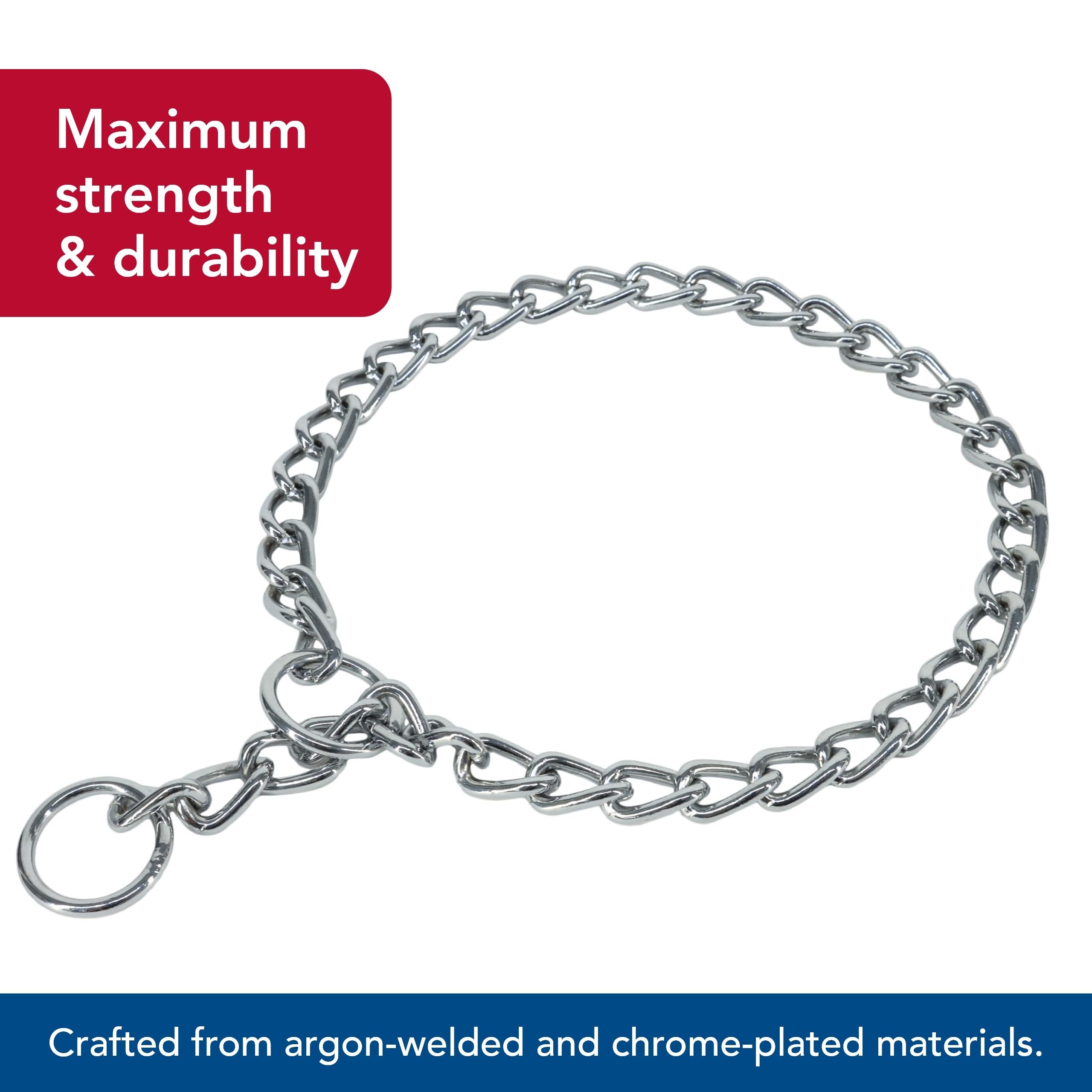 Coastal Pet Titan Chain Training Dog Collar - Choke Collar For Dog Training - Durable Metal Dog Collar - Strong Dog Choke Chain - Argon-Welded, Chrome Dog Chain Collar - 4 Mm X 28'