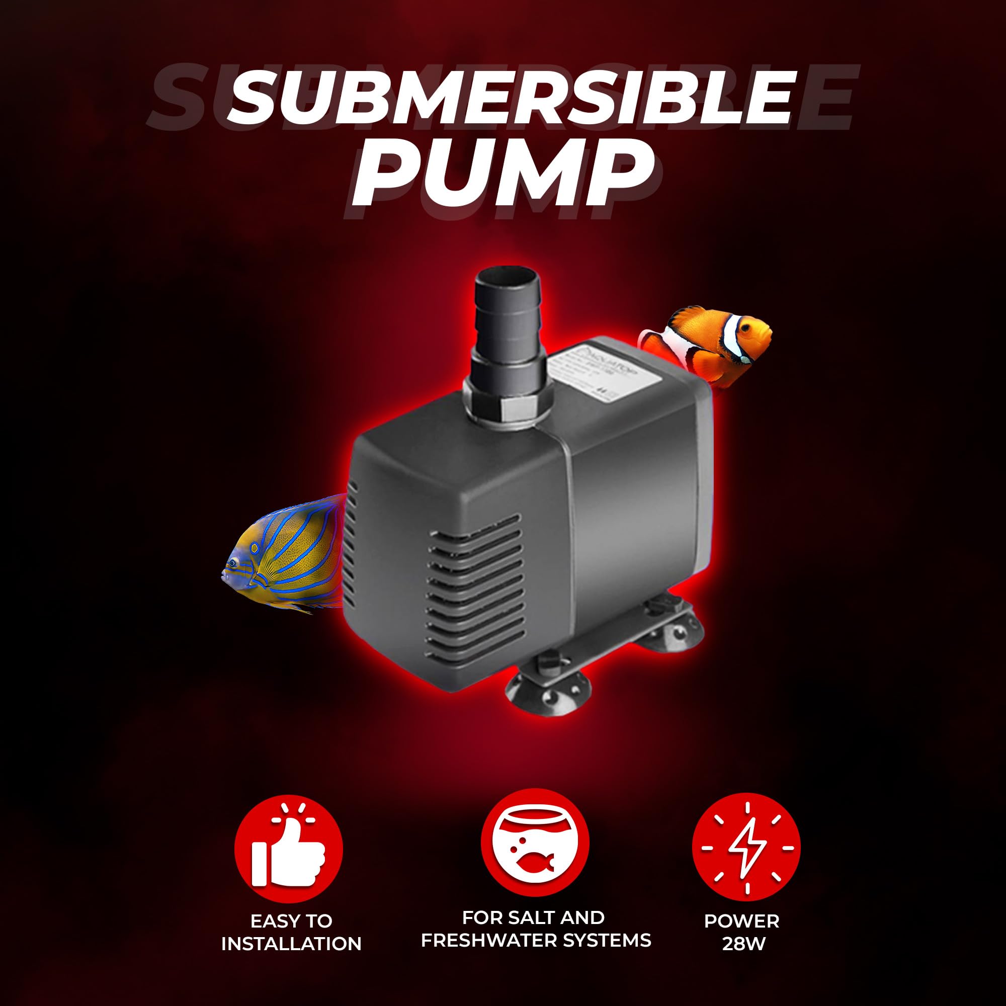 Aquatop MaxFlow Submersible Pump 343 GPH, Adjustable Flow, Plastic, Model SWP-1300, Efficient for Aquariums and Statuary