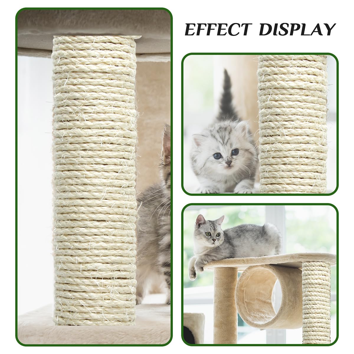 White Sisal Rope 1/4 Inch By 65-Feet For Cat Scratching Post Tree Tower Replacement Repair And Replace, Diy Hemp Twine Rope For