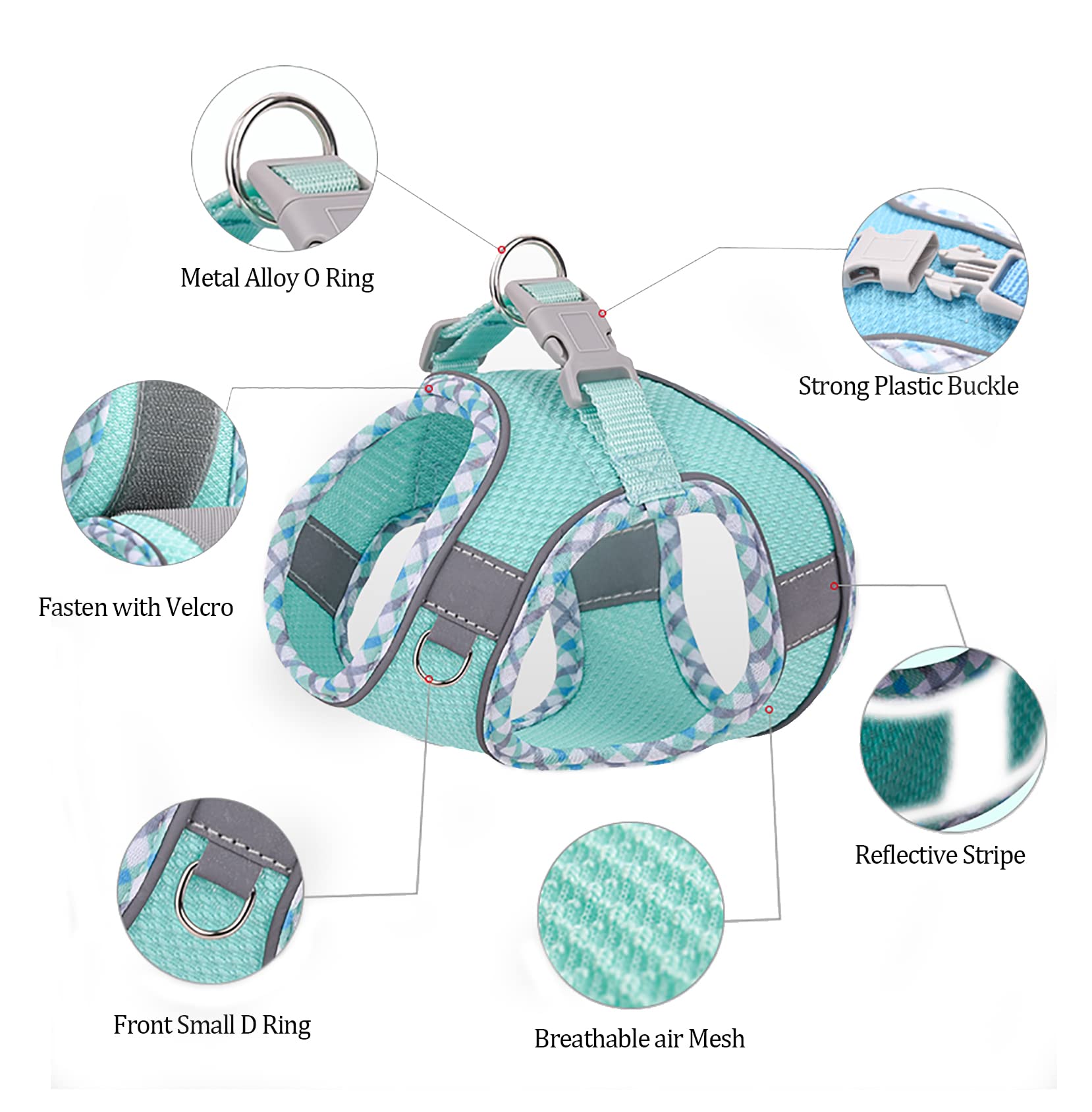 Btdcfy Step In Mesh Dog Harness And Leash Set - Breathable Air Mesh Reflective Escape Proof Dog Harness Vest - No Choke, Lightwe