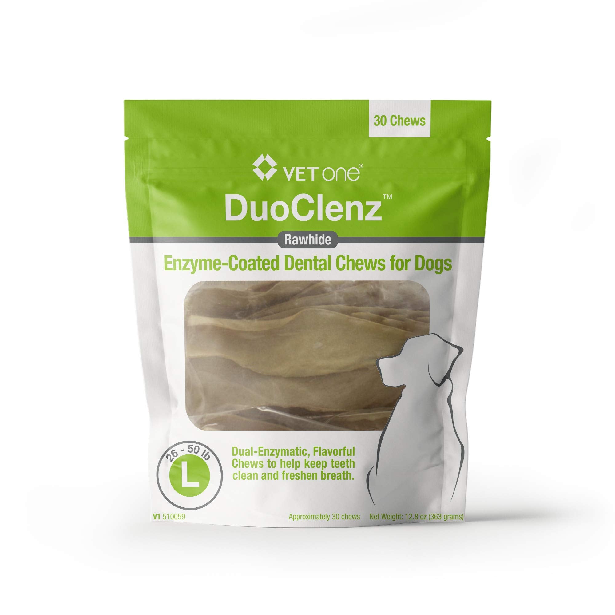 Vet One DuoClenz Enzyme Coated Dog Dental Chews for Large Dogs - Veterinarian Formulated - 30 Count