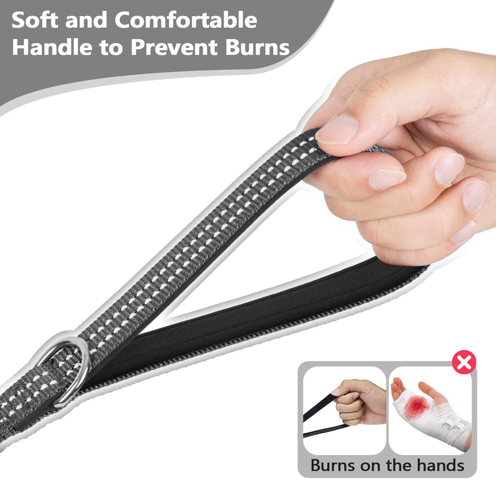 Xiaz 50 Feet Dog Training Leash, Nylon, Black, Reflective, Padded Handle, 550 Lbs Bearing, Lightweight Suitable For Small, Mediu