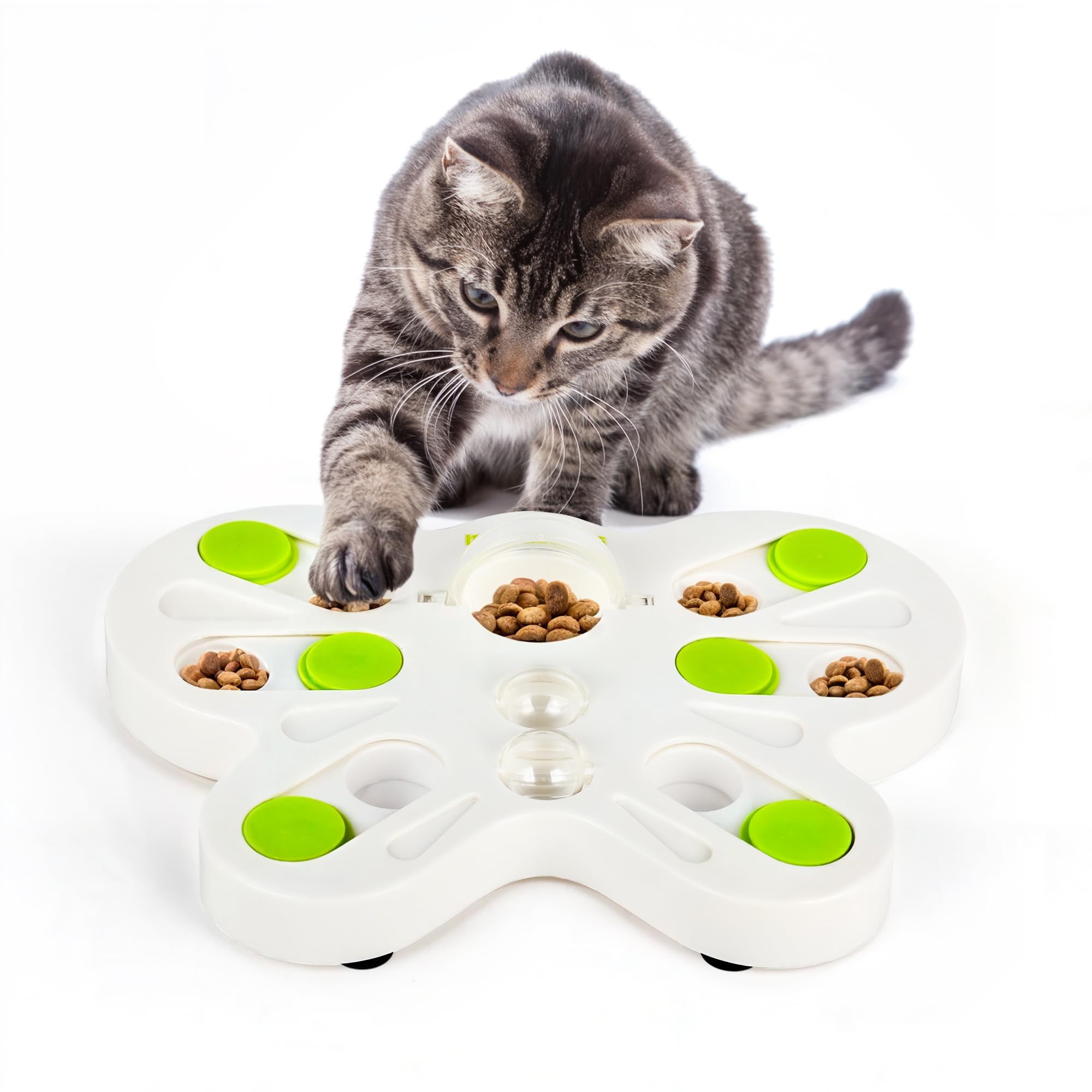 ALL FOR PAWS Interactive Cat Treat Puzzle Slow Feeder Kitten Enrichment Toys Cat Food Puzzle Maze Stimulation Toys Butterfly Sha