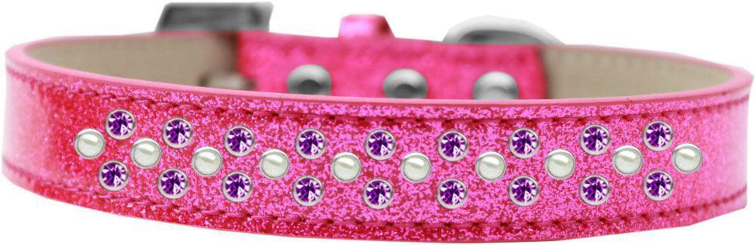 Mirage Pet Products Sprinkles Ice Cream Dog Collar with Pearl and Purple Crystals, Size 16, Purple