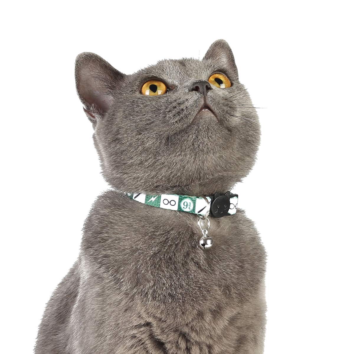 Coomour 2Pcs Halloween Cat Collar Safely Breakaway Magic Stripe Pattern Adjustable Kitty Collars With Cute Bell For Cats Kitten