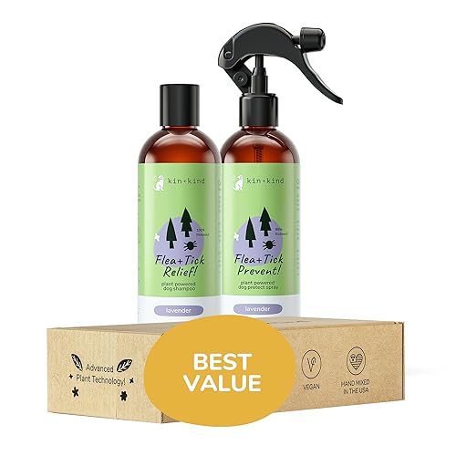 Kin+Kind Flea And Tick Spray And Shampoo Kit- Shampoo And Spray Set- Shampoo For Dogs, Spray For Dogs- For Tick And Flea Control