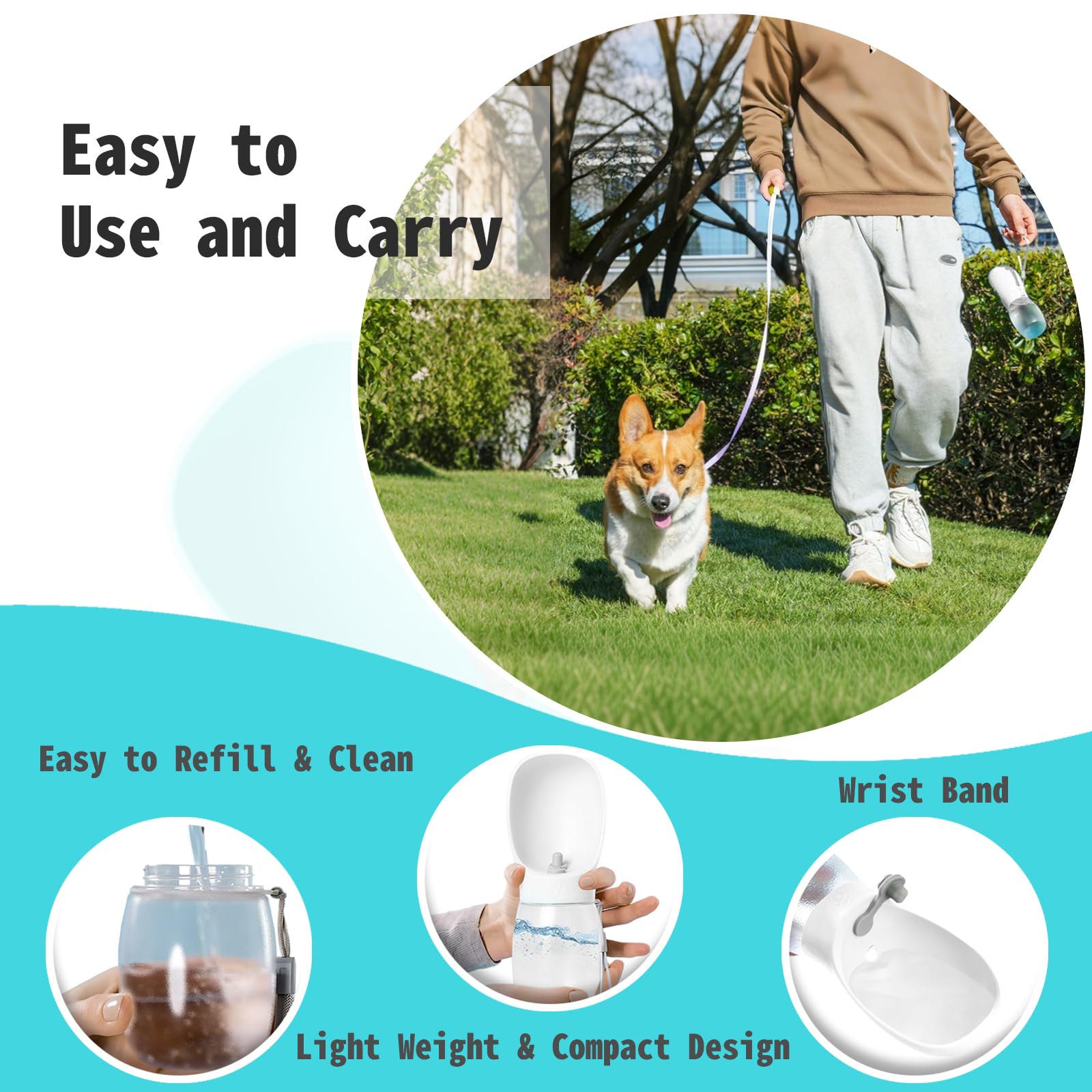 Kalimdor Dog Water Bottle,Leak Proof Portable Puppy Water Dispenser With Drinking Feeder, Dog Walking Accessories For Pets Outdo