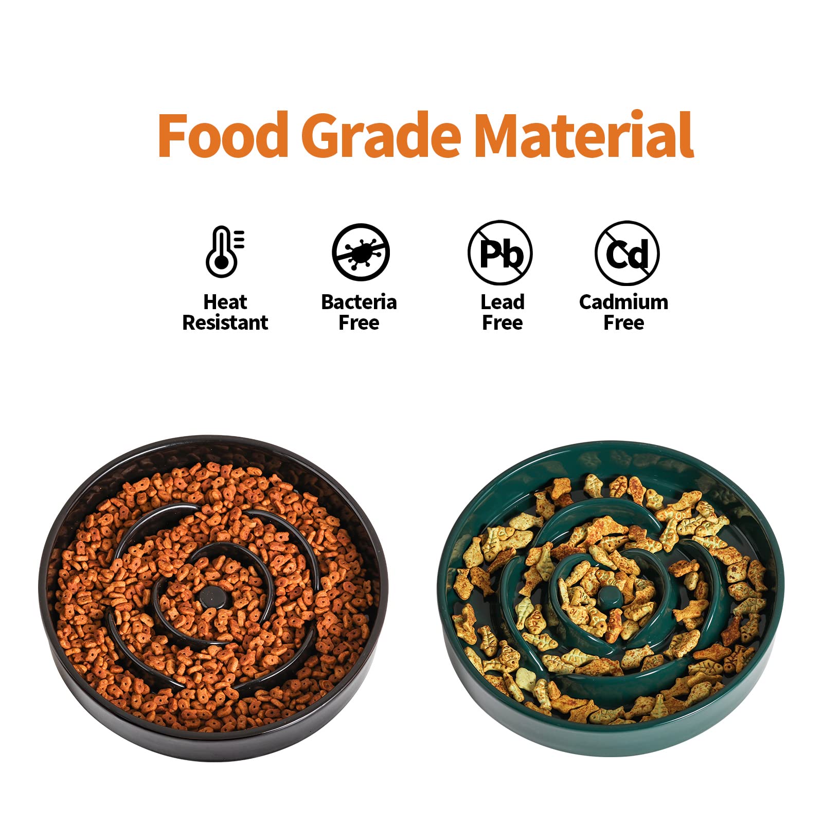 8.66 in Green Ceramic Slow Feeder Dog Bowl for Medium and Large Breed,Pet Feeding Dog Food Water Dish Heavy Weighted,Puppy Bowl