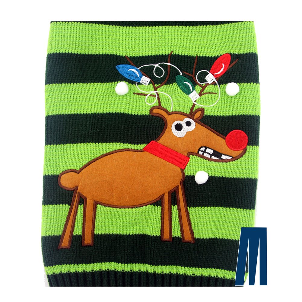 Mikayoo pet Sweater for Small Dog/cat,Ugly Sweater,Color Horizontal Stripes,Christmas Holiday Xmas, Elk Series, Reindeer Series,