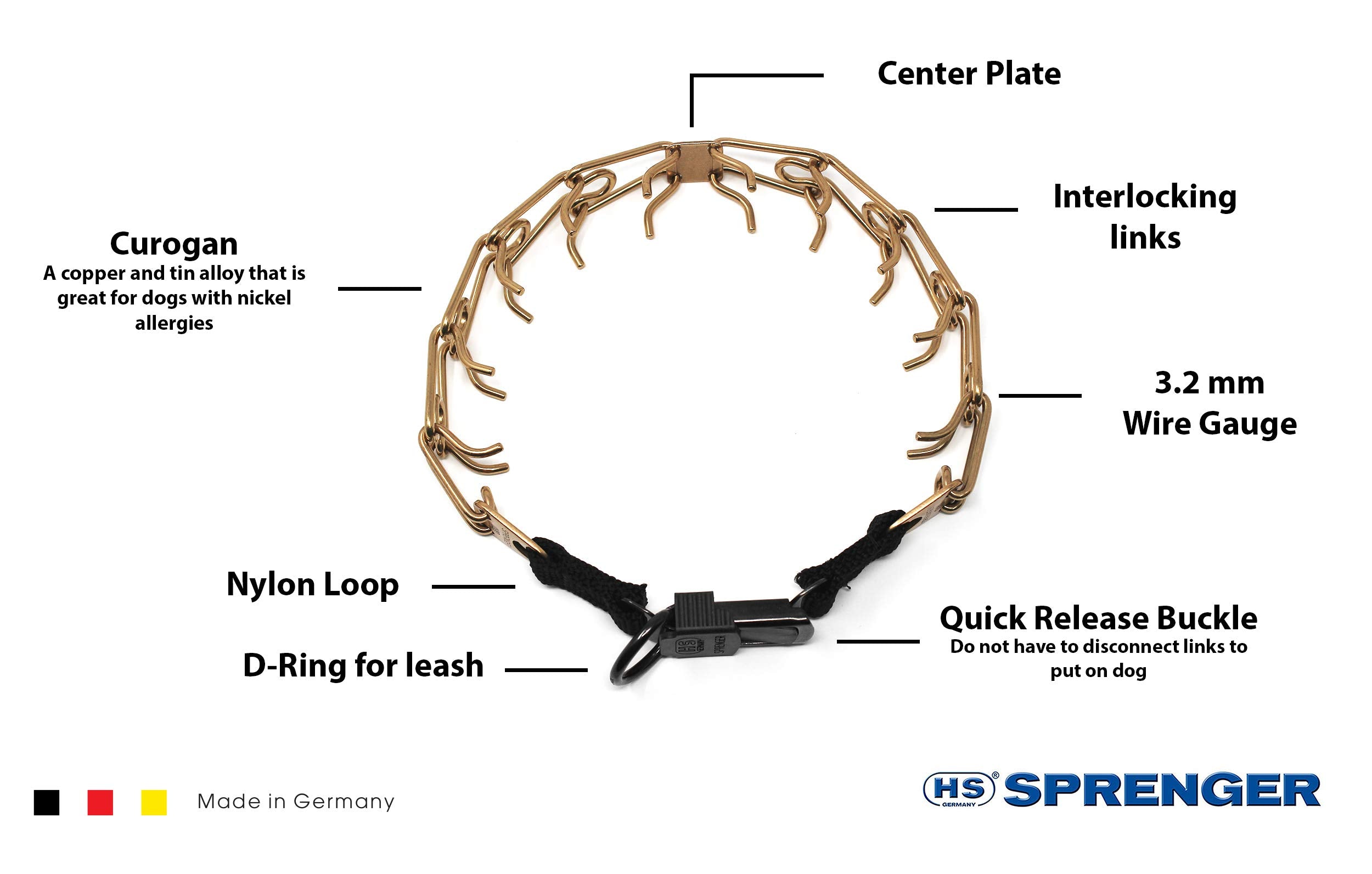 Herm Sprenger Curogan Prong Dog Training Collar With Quick Release Buckle Ultra-Plus Pet Pinch Collar Hypoallergenic Nickel Free No-Pull Collar For Dogs Made In Germany 4Mm X 24In Large