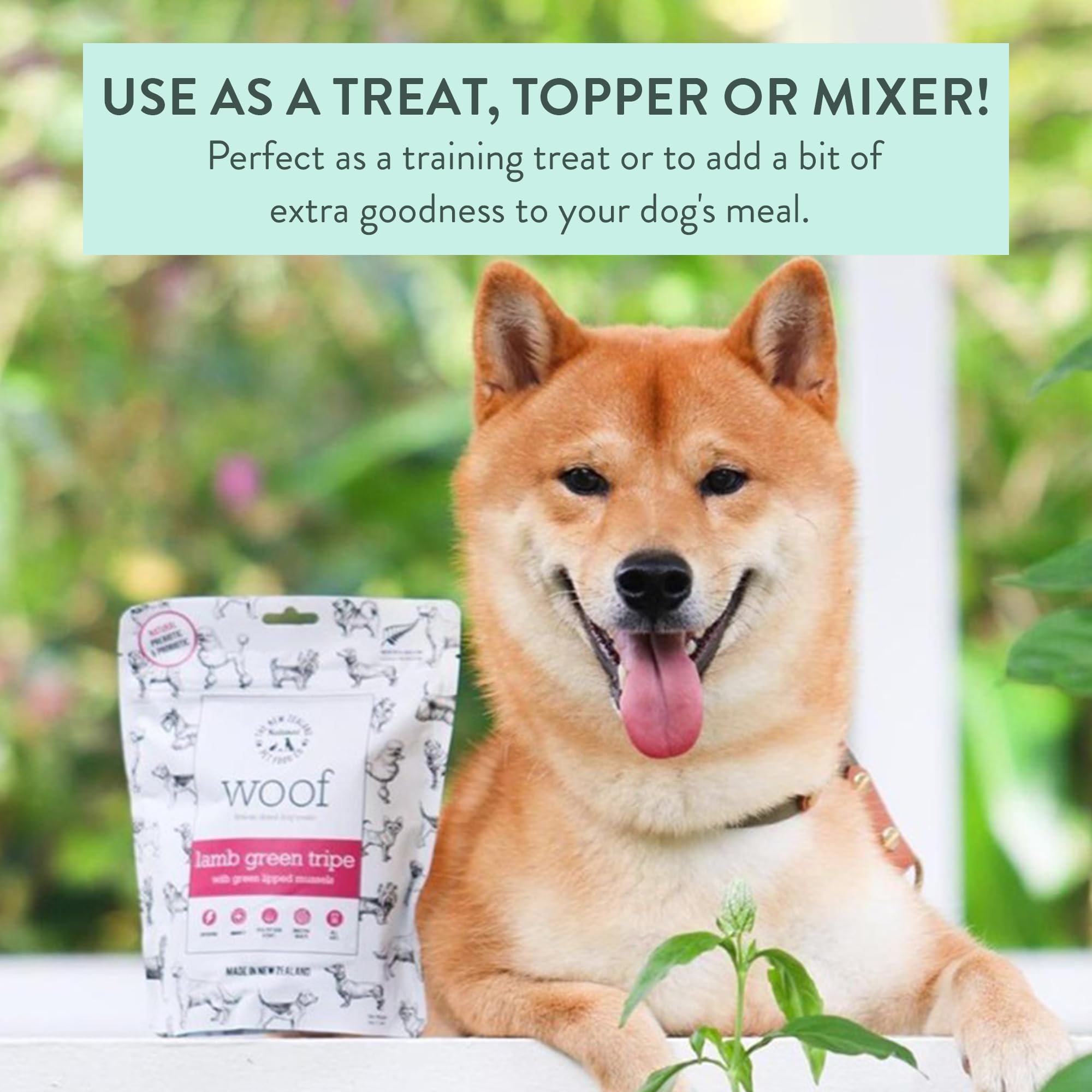 The New Zealand Natural Pet Food Co WOOF Freeze Dried Dog Treats - Lamb Green Tripe, High Protein, Large & Small Dog, Topper or
