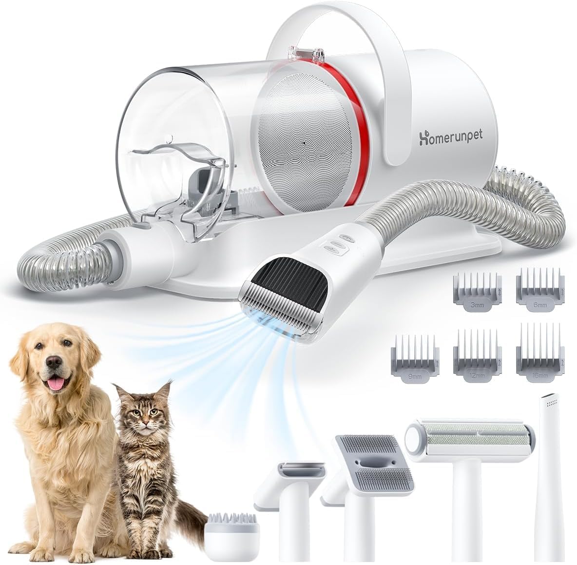 Homerunpet Ultra Quiet Dog Grooming Vacuum, Pet Vacuum, Suction 99% Pet Hair, 6 Tool Grooming Kit, Anti Shedding, 1.85L Dust Cup