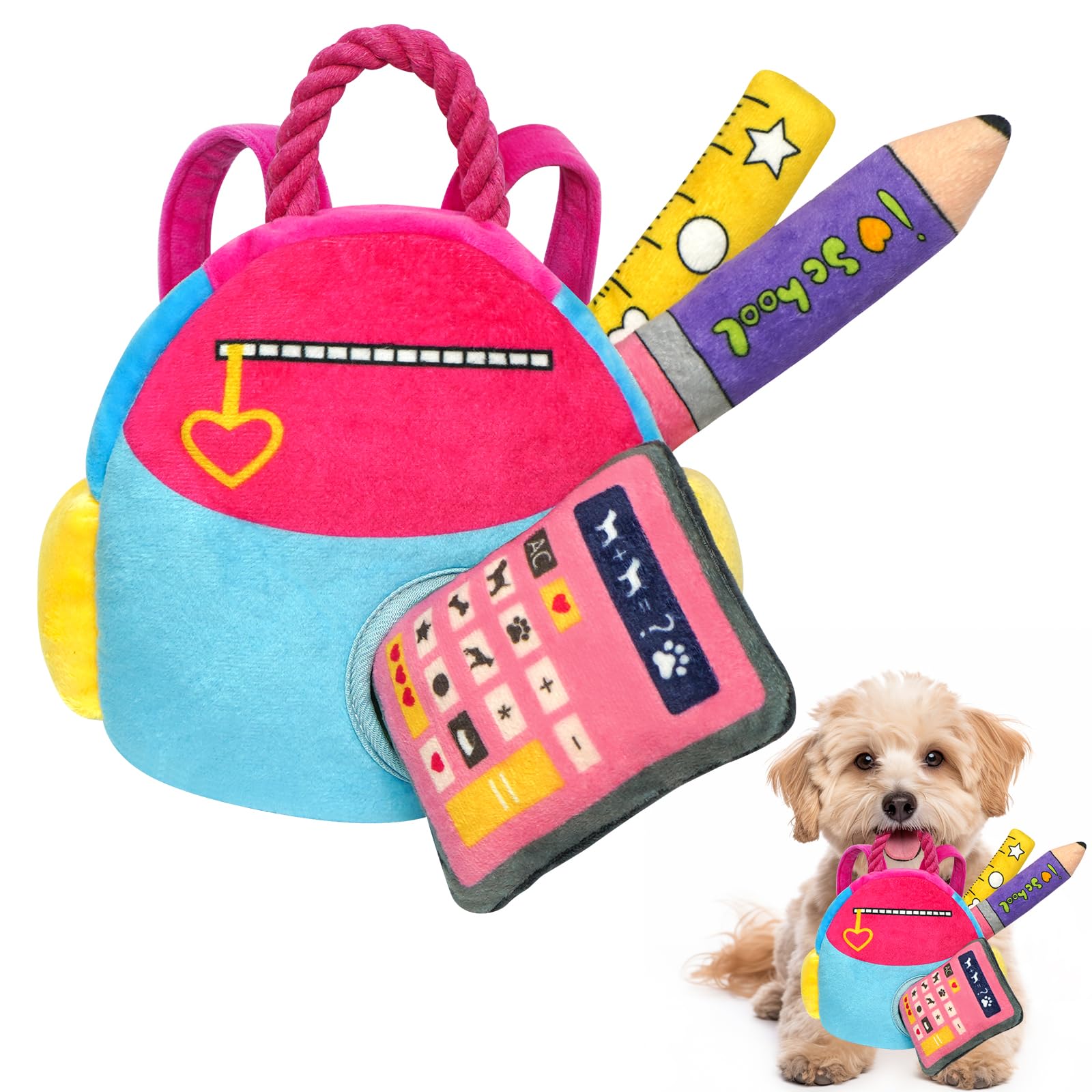 Lepawit Hide and Seek Dog Toys, Squeaky Interactive Puzzle Dog Toys for Boredom and Stimulation, Dog Enrichment Toys with Rope f