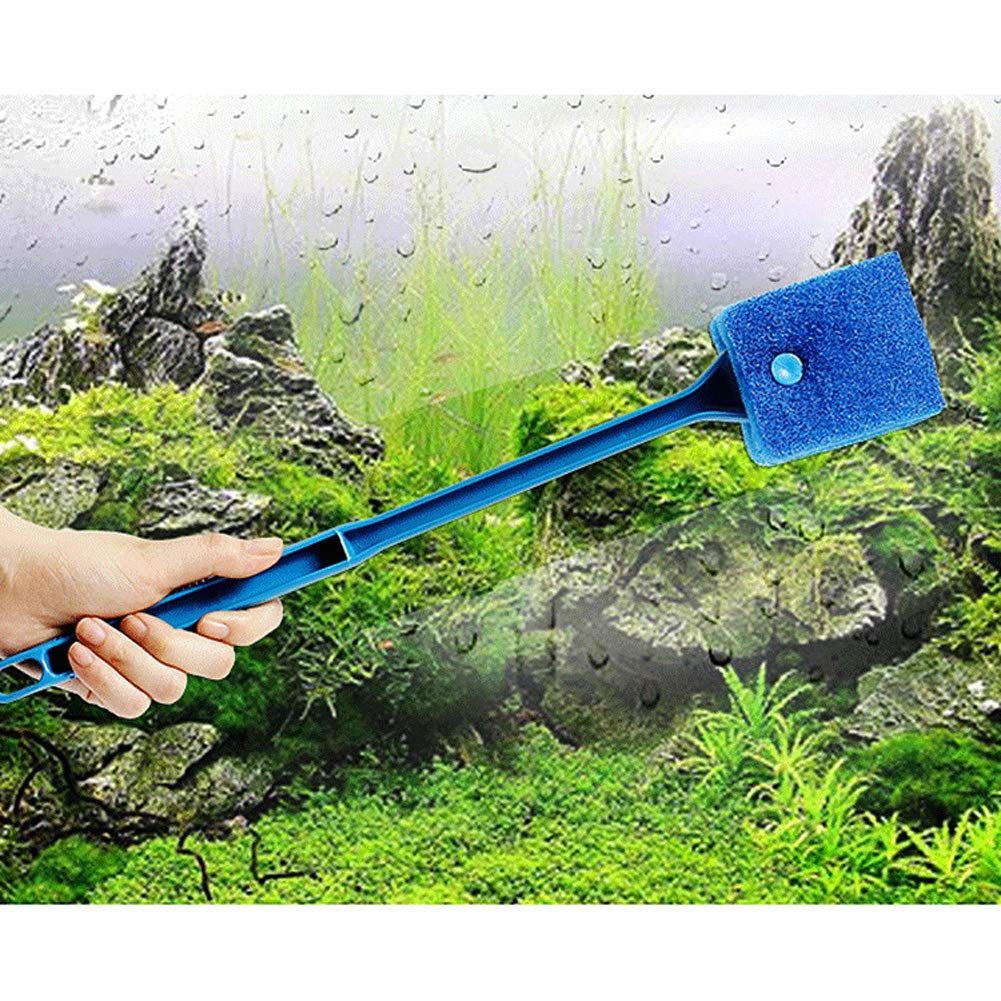 2 Pieces Aquarium Cleaning Brush Fish Tank Cleaning Brush Double-Sided Sponge Brush Long Handle Fish Tank Scrubber For Aquariums