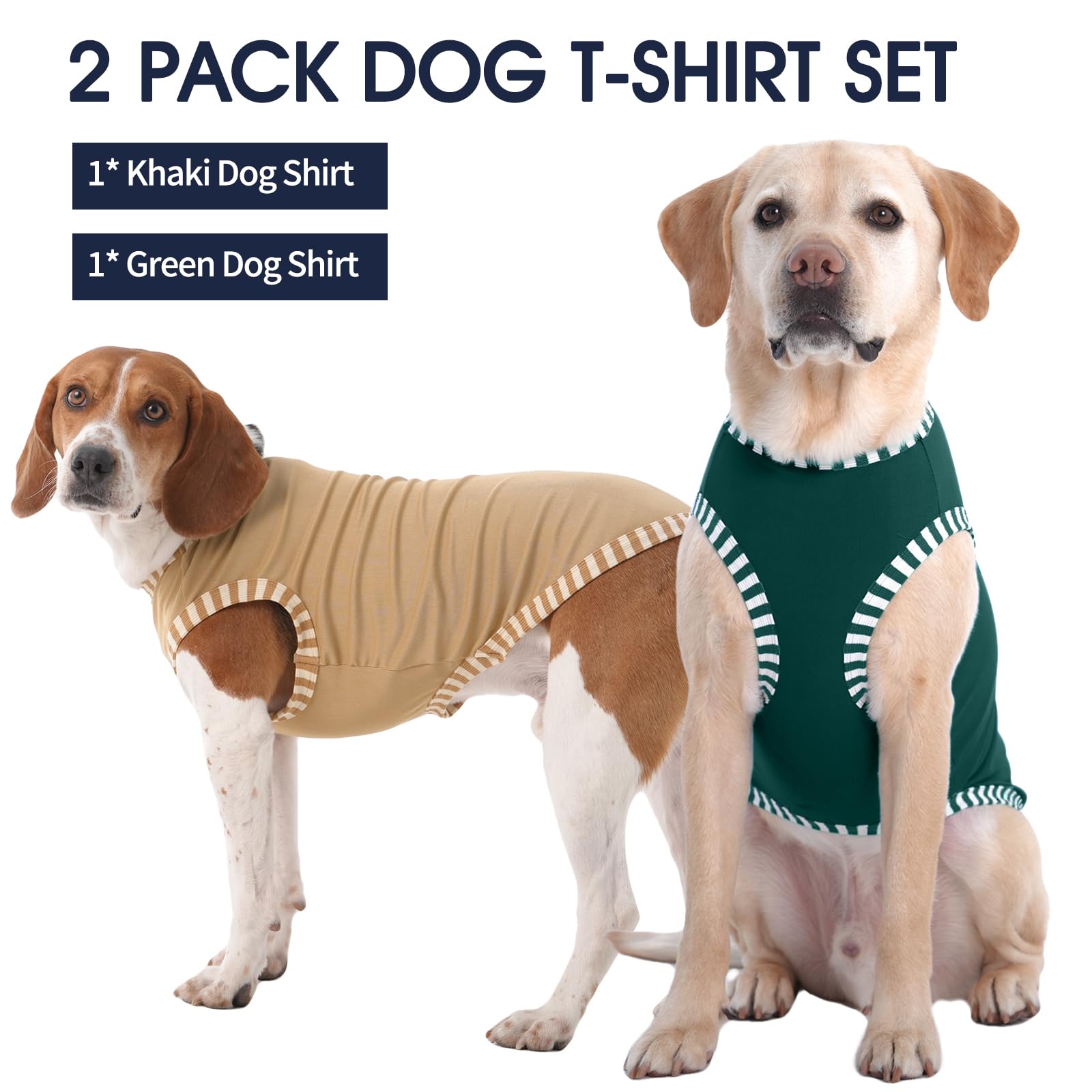Iecoii 2 Pack Extra Large Dog T-Shirt,Breathable & Lightweight Dog Tshirts Vest For Summer Wearing -Fade-Resistant, Easy To Put