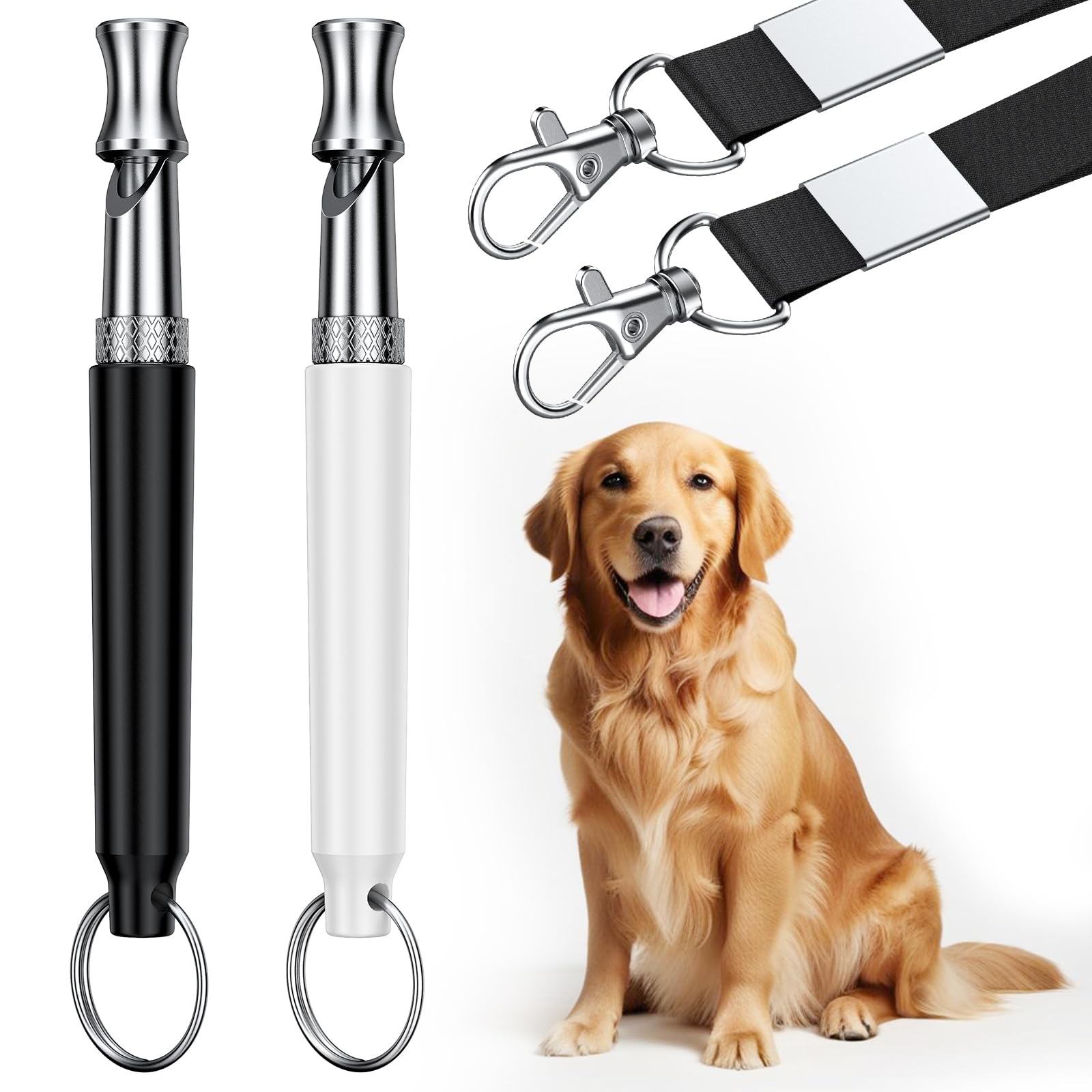 Atevn Dog Whistle, 2 Pack Dog Training Whistle With Lanyard, Adjustable Ultrasonic Silent Dog Recall Whistles, Professional Dog 