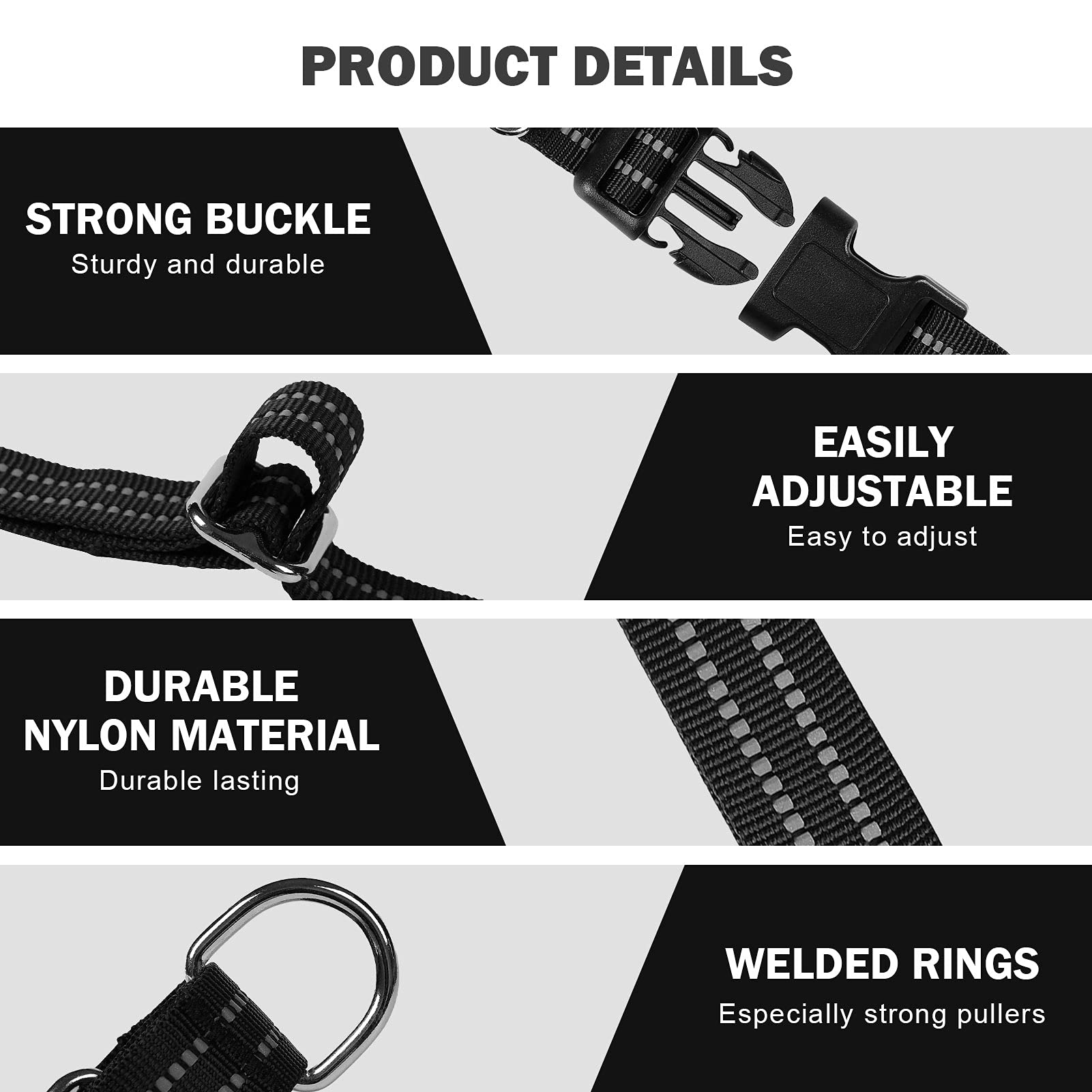 Hikiko Martingale Collar For Dogs Reflective Nylon Puppy Dog Collar With Quick Release Buckle Adjustable Training No Slip Dog Co