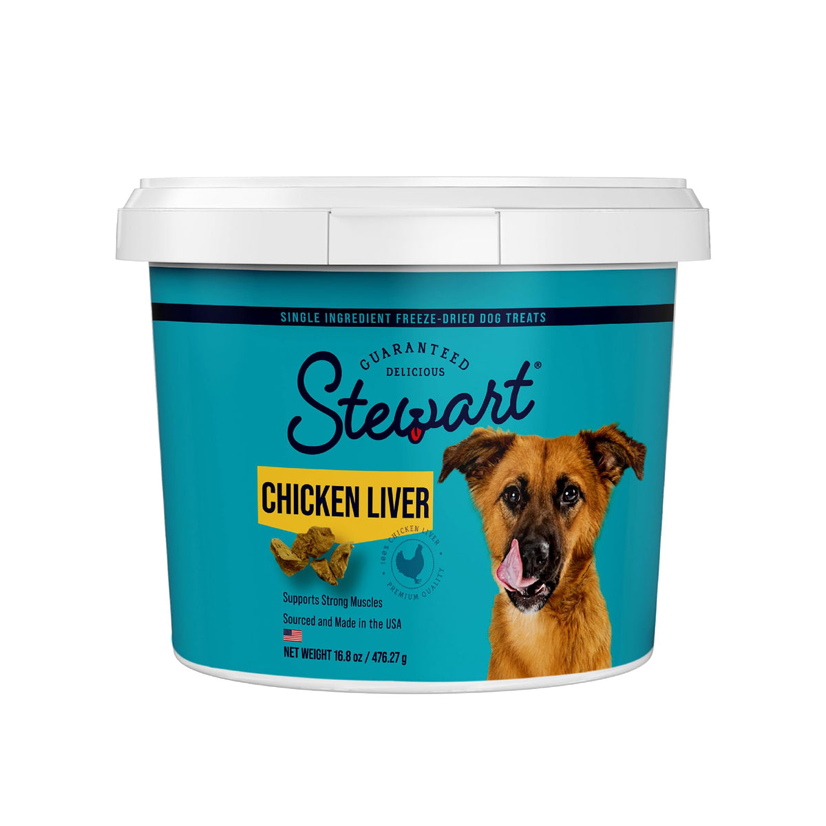 Stewart Single Ingredient Freeze Dried Raw Dog Treats, Chicken Liver, 16.8 Ounce Value Size Resealable Tub, Training Treats Or Meal Topper For All Size Dogs, High Protein, Grain-Free, Gluten-Free