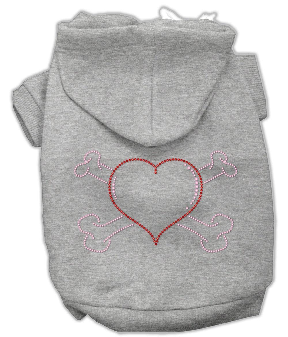Mirage Pet Products Heart and Crossbones Hoodies, Pink, X Small/Size 8
