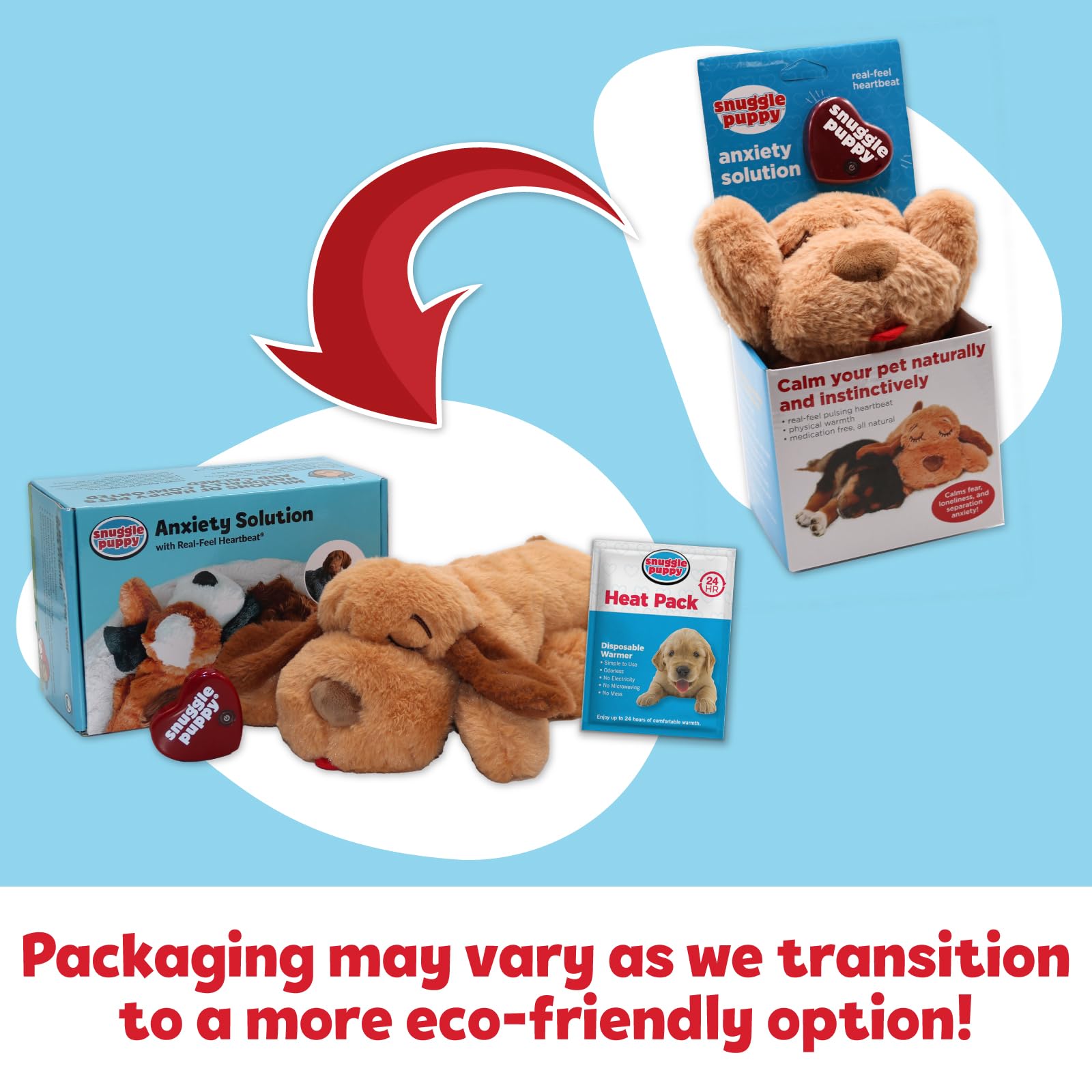 Original Snuggle Puppy Heartbeat Stuffed Toy For Dogs. Pet Anxiety Relief And Calming Aid, Comfort Toy For Behavioral Training In Biscuit