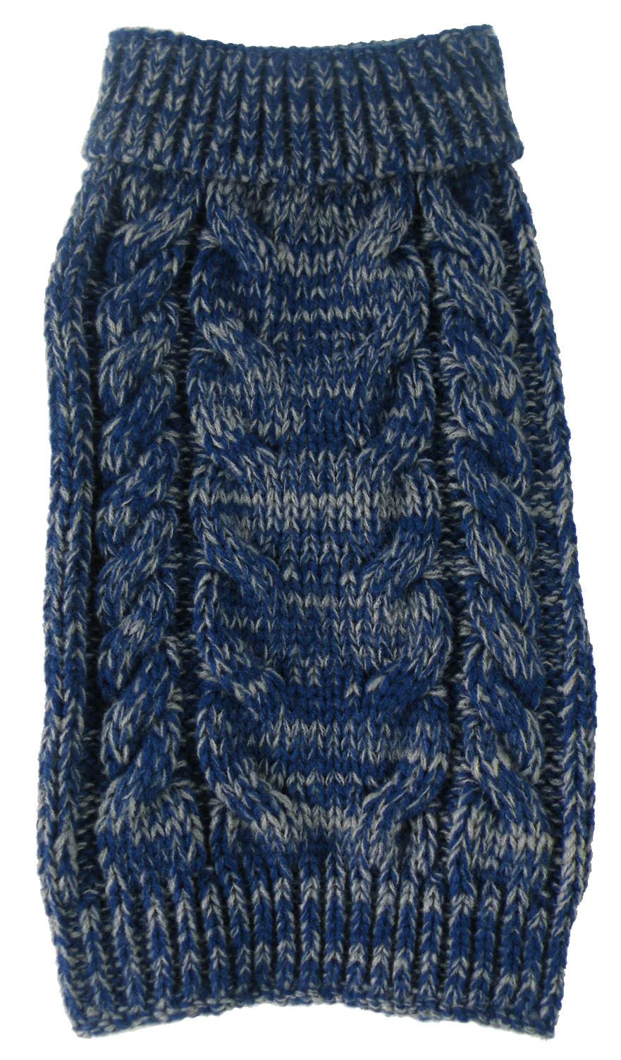 Pet Life  Classic True Blue Pet Sweater - Designer Heavy Cable Knitted Dog Sweater with Turtle Neck - Winter Dog Clothes Designe