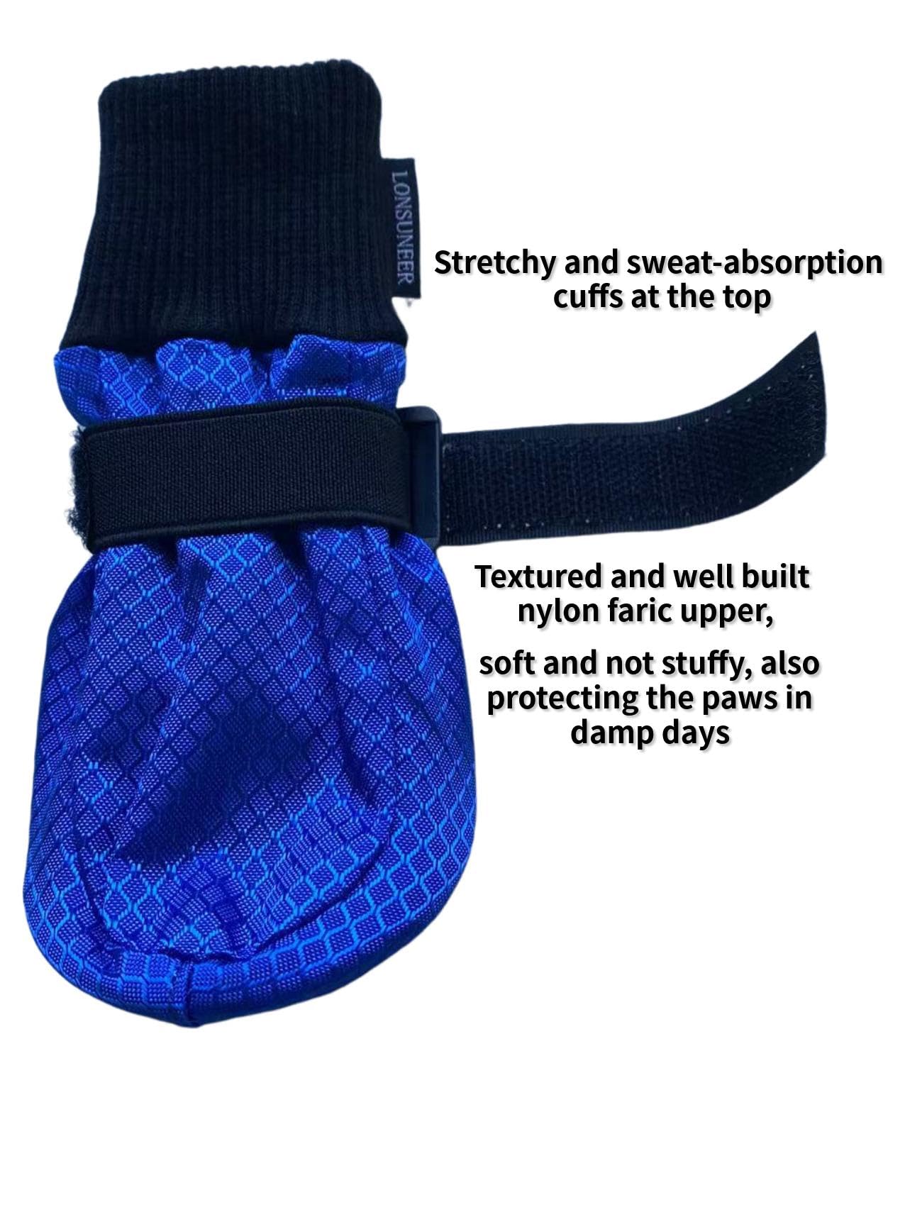 LONSUNEER Paw Protector Dog Boots Soft Sole Nonslip and Reflective Set of 4 Color Blue Size Small