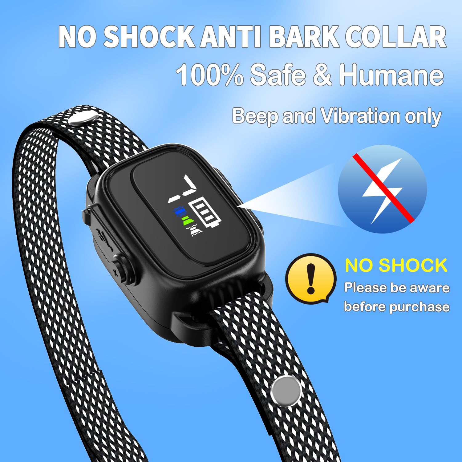Ricivi Anti-Bark Collar For Small Dogs, No Shock Barking Collars With 7 Sensitivities, 3 Adjustable Modes Beep & Vibration, Ip67 Waterproof - Effective & Humane Small Dogs Bark Collar-Gloss Black
