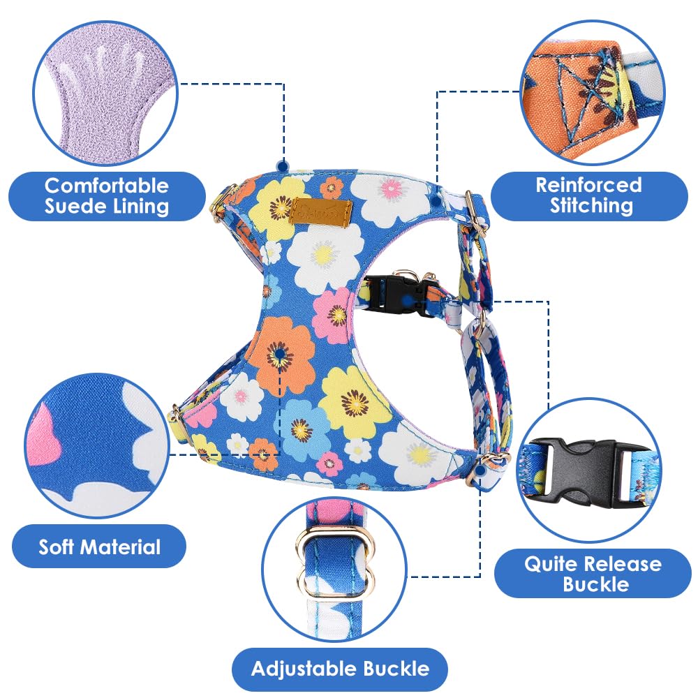 Lukovee Puppy Harness And Leash Set, No Pull Lightweight Soft Suede Adjustable Pet Harness Vest With Snap Buckle For Puppy Small