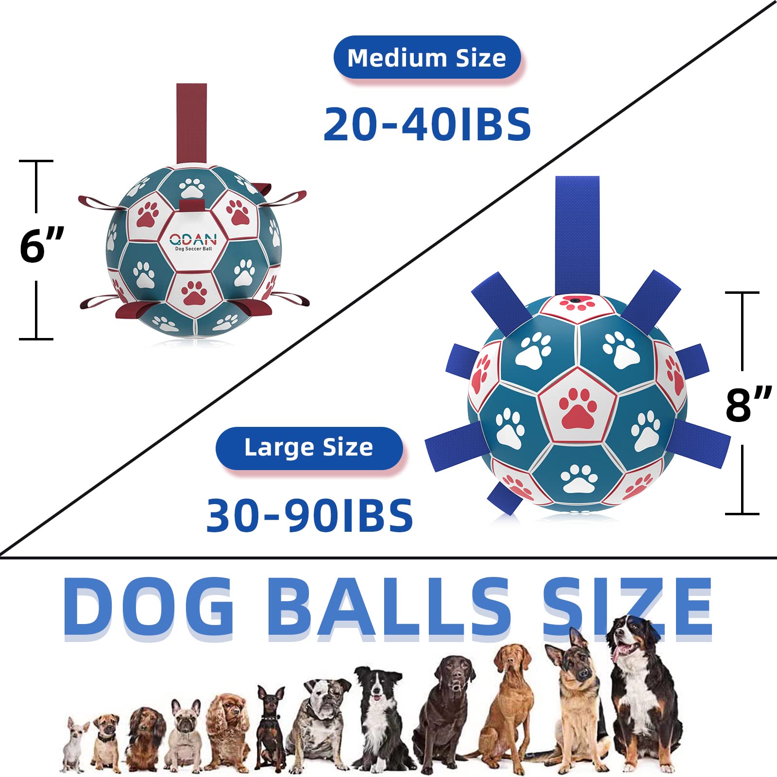 QDAN Interactive Dog Toys Basketball - Tug of War Toy for Small & Medium Dogs, 6 Inch, C-Dog Basketball, Durable Design