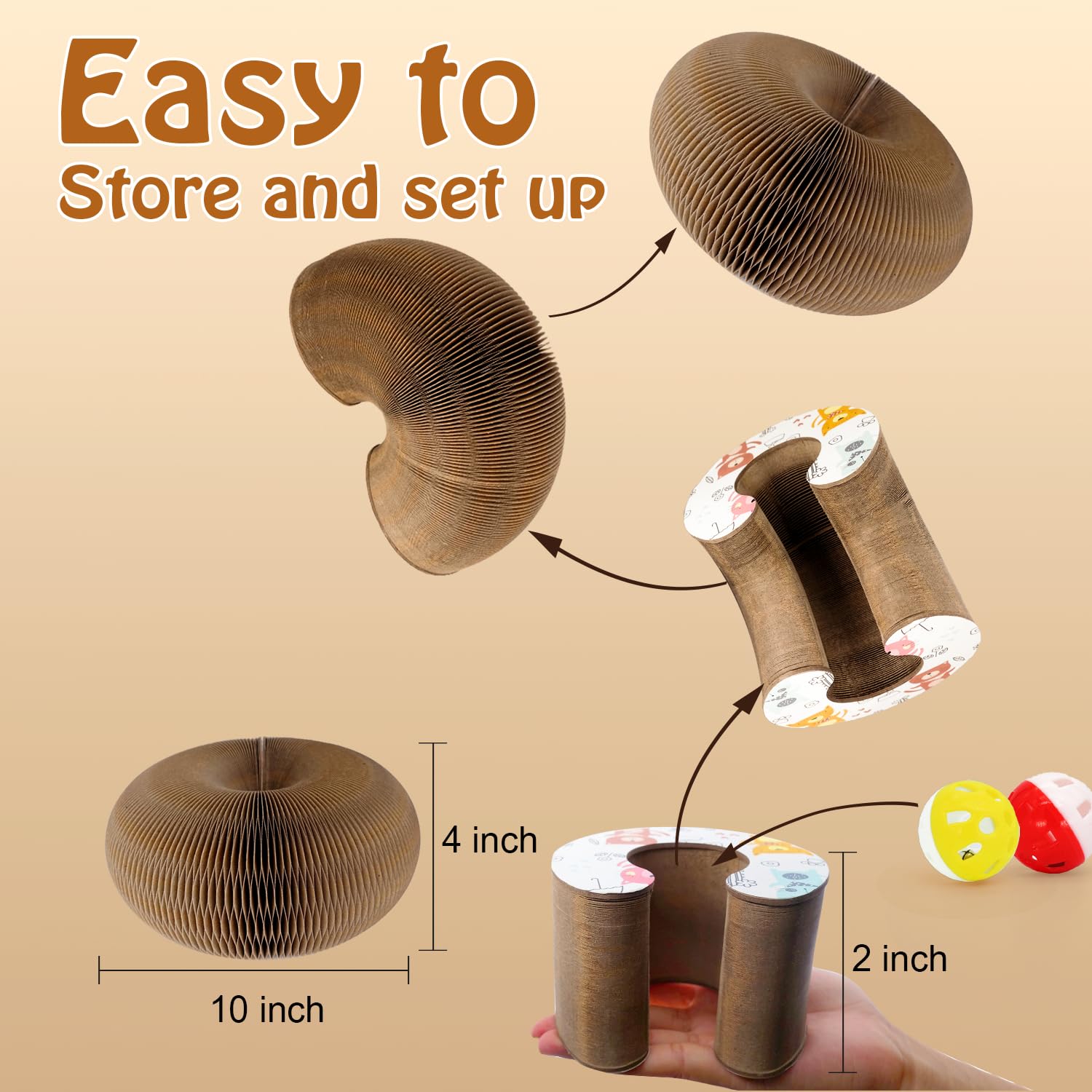 Dosanlues Magic Organ Cat Scratcher Board With 2 Bell Ball, Cat Ball Adventure The Ultimate Interactive Mental Physical Exercise