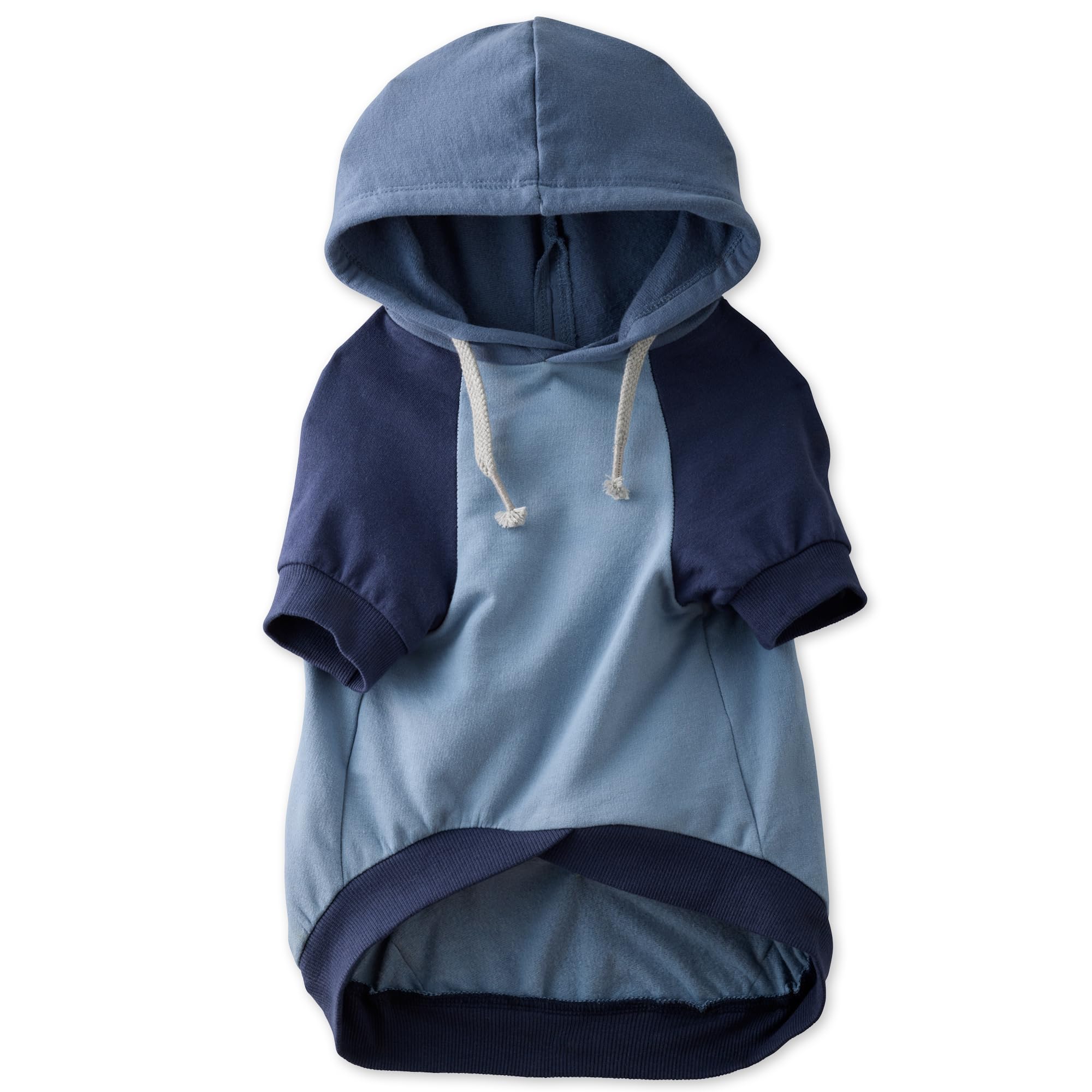 Pet Passion 100% Organic Cotton Dog Hoodie Pet Coat for Small, Medium and Large Dogs, Color Block Navy, X-Small